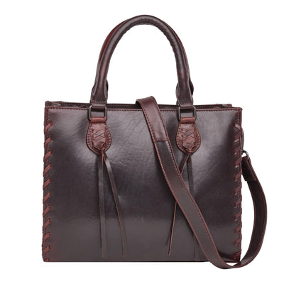 Traditional Leather Tote Concealed Carry Purse with Open Top