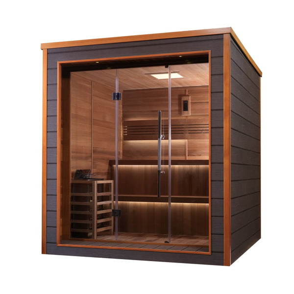 2023 Golden Designs Narvik 2 Person Outdoor-Indoor Traditional Steam Sauna  (GDI-8202-01) - Canadian Red Cedar Interior
