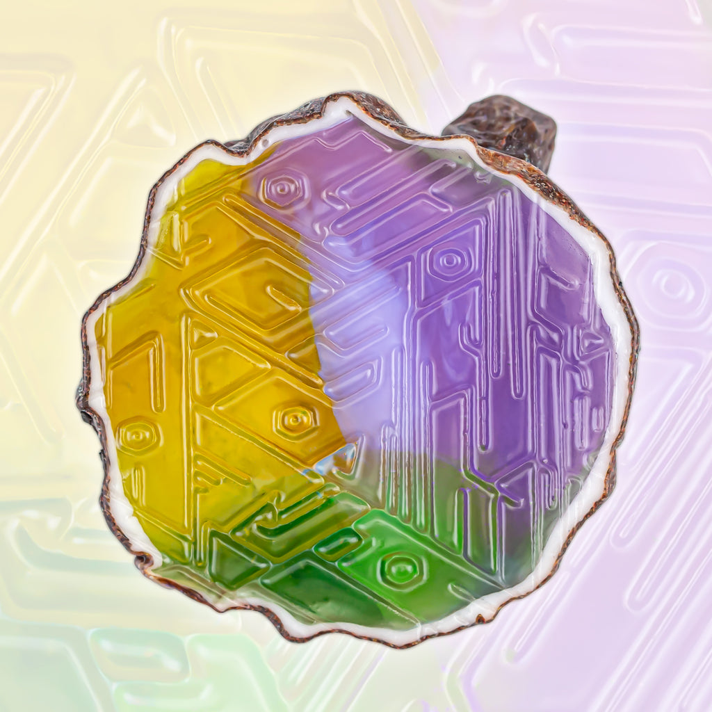 Green~T Glass Rainbow Geode Pendant