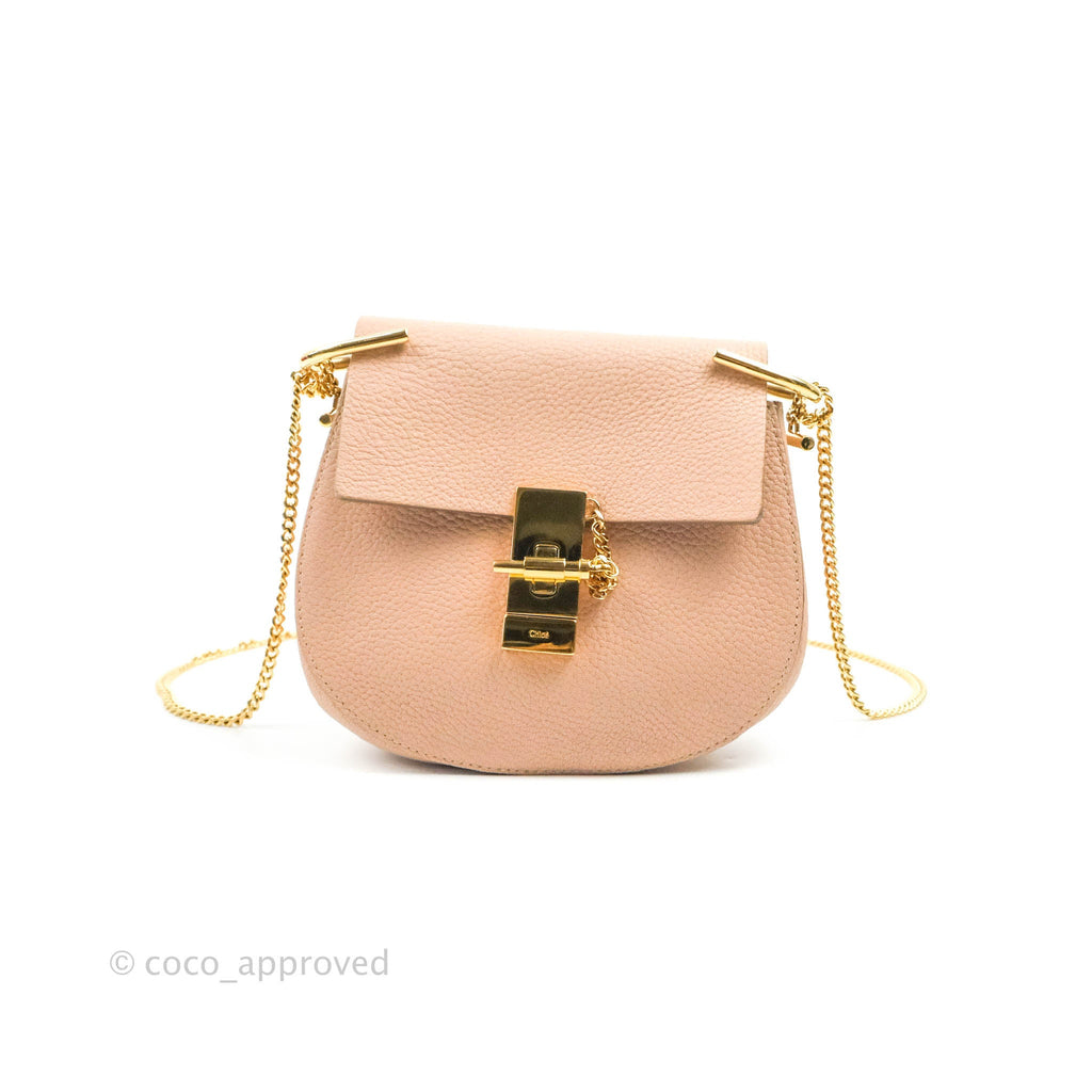 Chloe Drew Crossbody Bag Pink Grained Leather