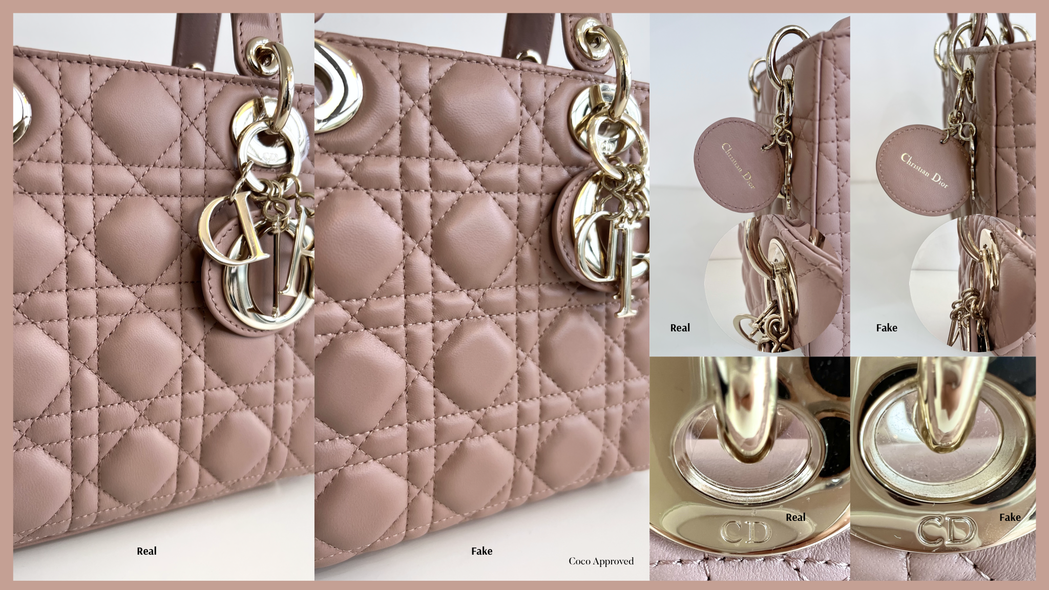 Authentic vs. Fake: Christian Dior Lady Dior Handbag Comparison