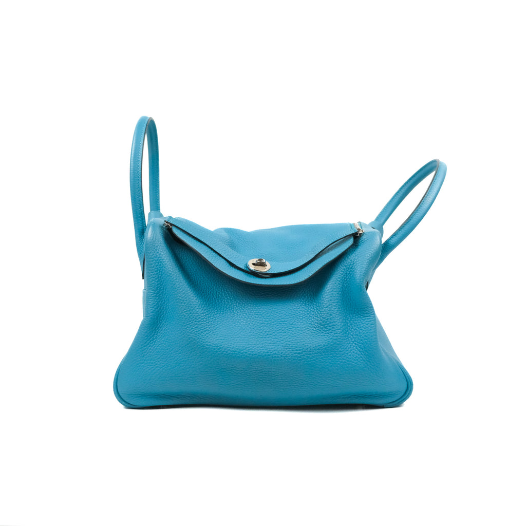 Hermes pristine (PR Blue Sapphire Clemence Leather 30cm Lindy Shopper Bag  with Blue Izmir Interior - ShopStyle