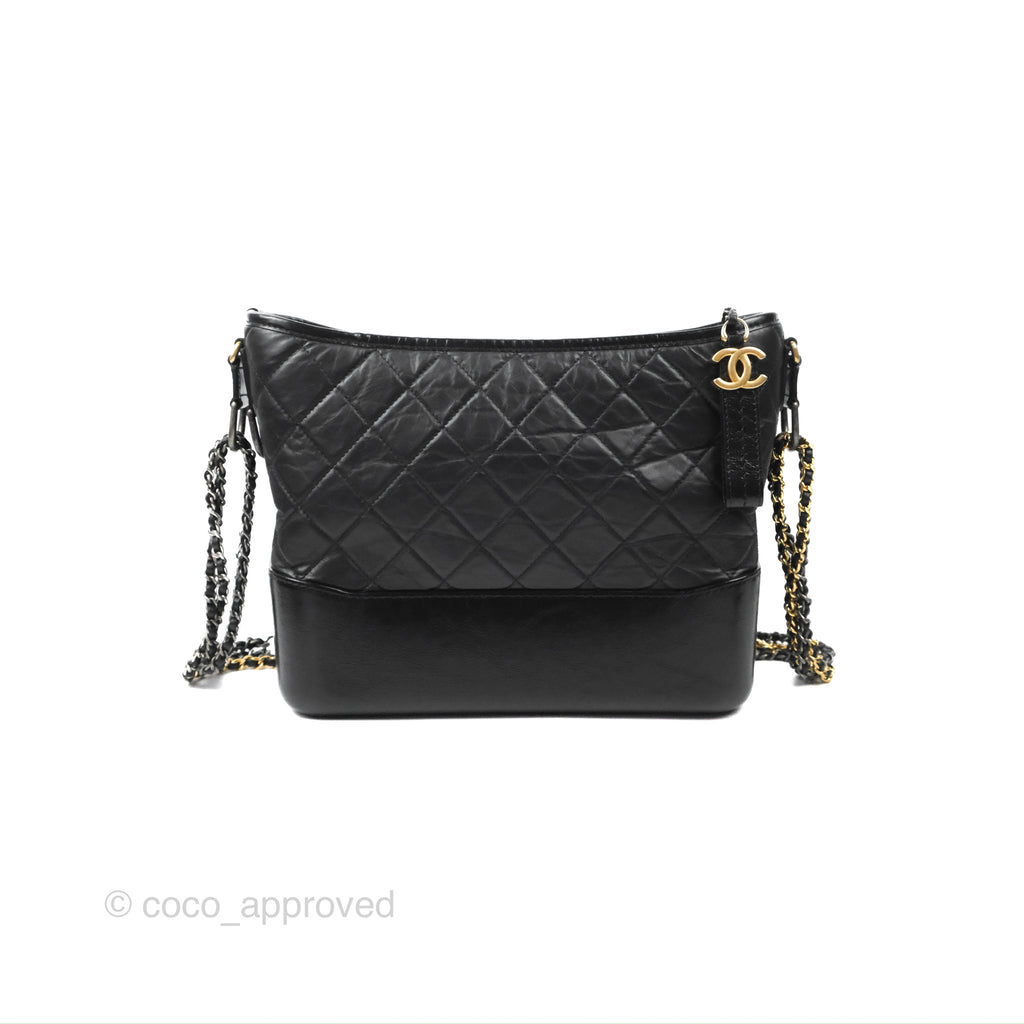 Chanel Large Gabrielle Hobo Black Aged Calfskin Mixed Hardware