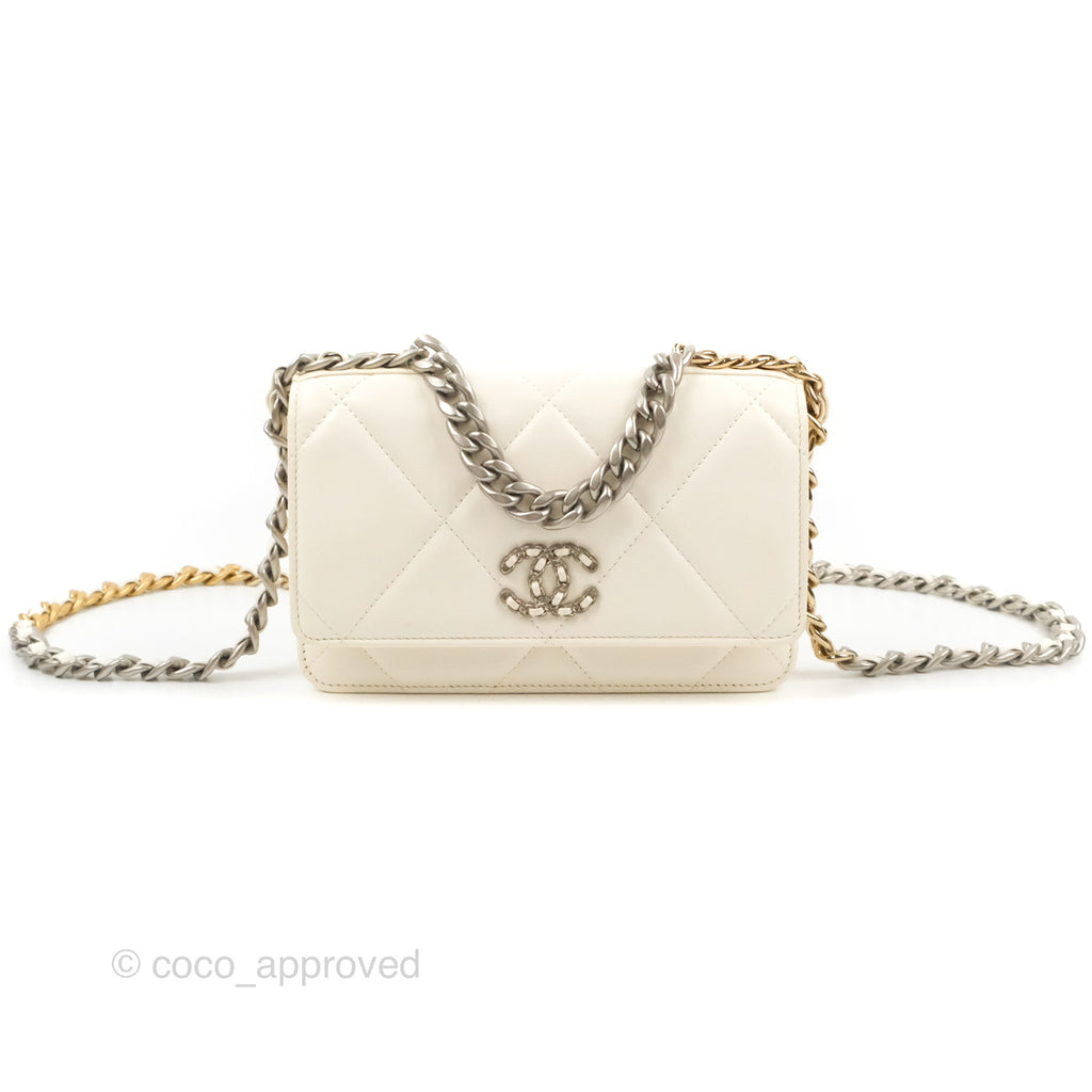 Chanel 19 Wallet on Chain WOC White Mixed Hardware