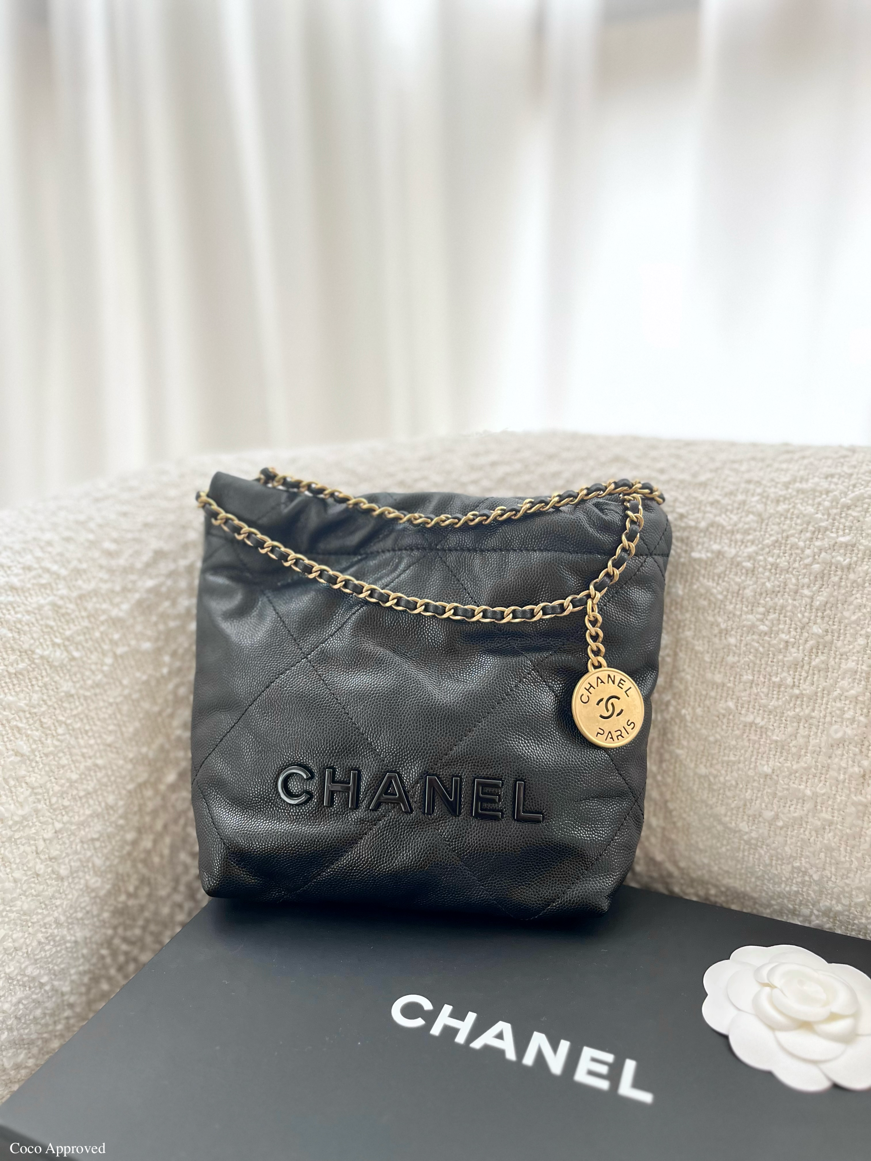 chanel 2023 new mini 22 caviar so black