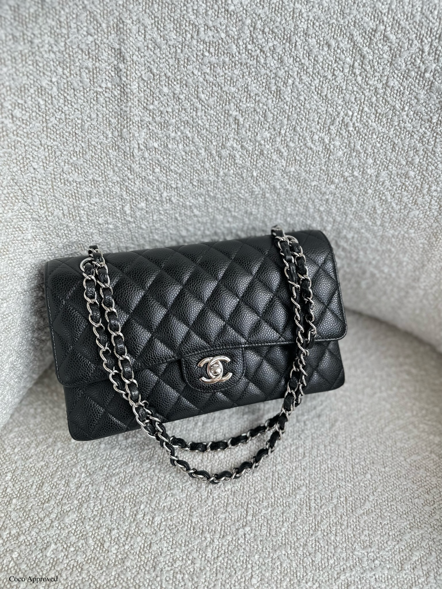 Chanel Medium Classic Flap Black Caviar Silver Hardware