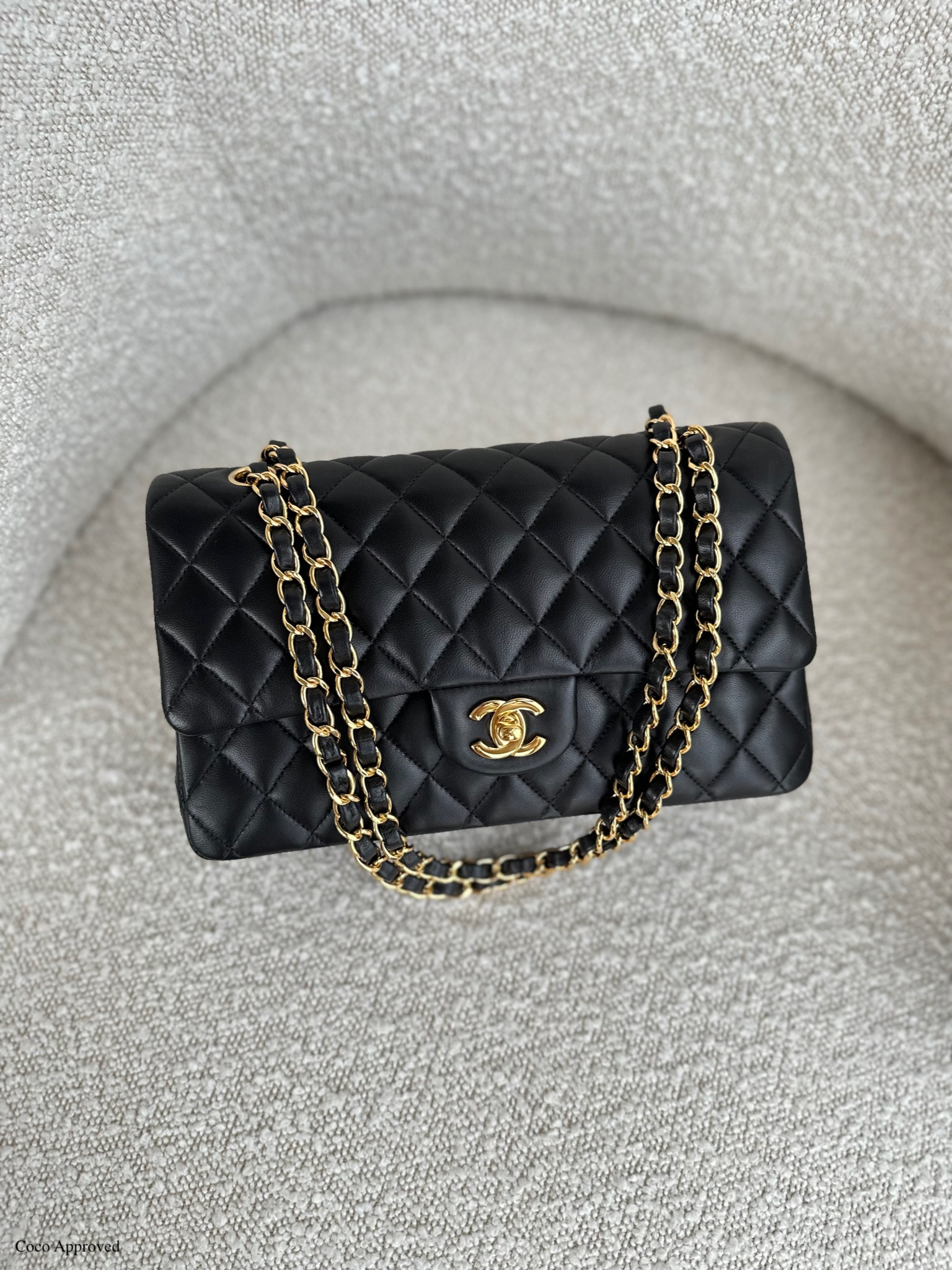 Chanel Medium Classic Flap Black Lambskin Gold Hardware