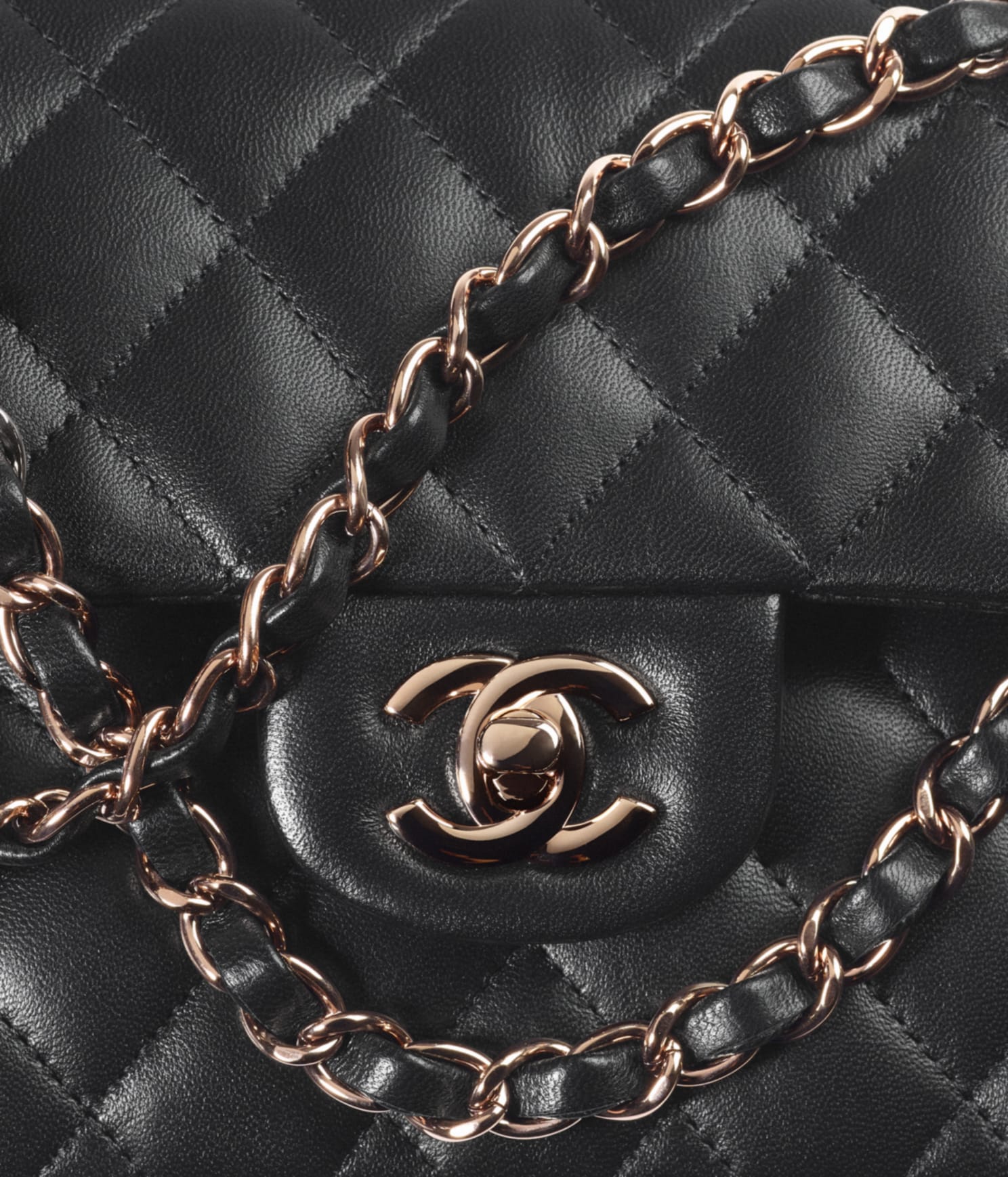 Chanel Small Classic Double Flap Bag Black Lambskin Rose Gold Hardware