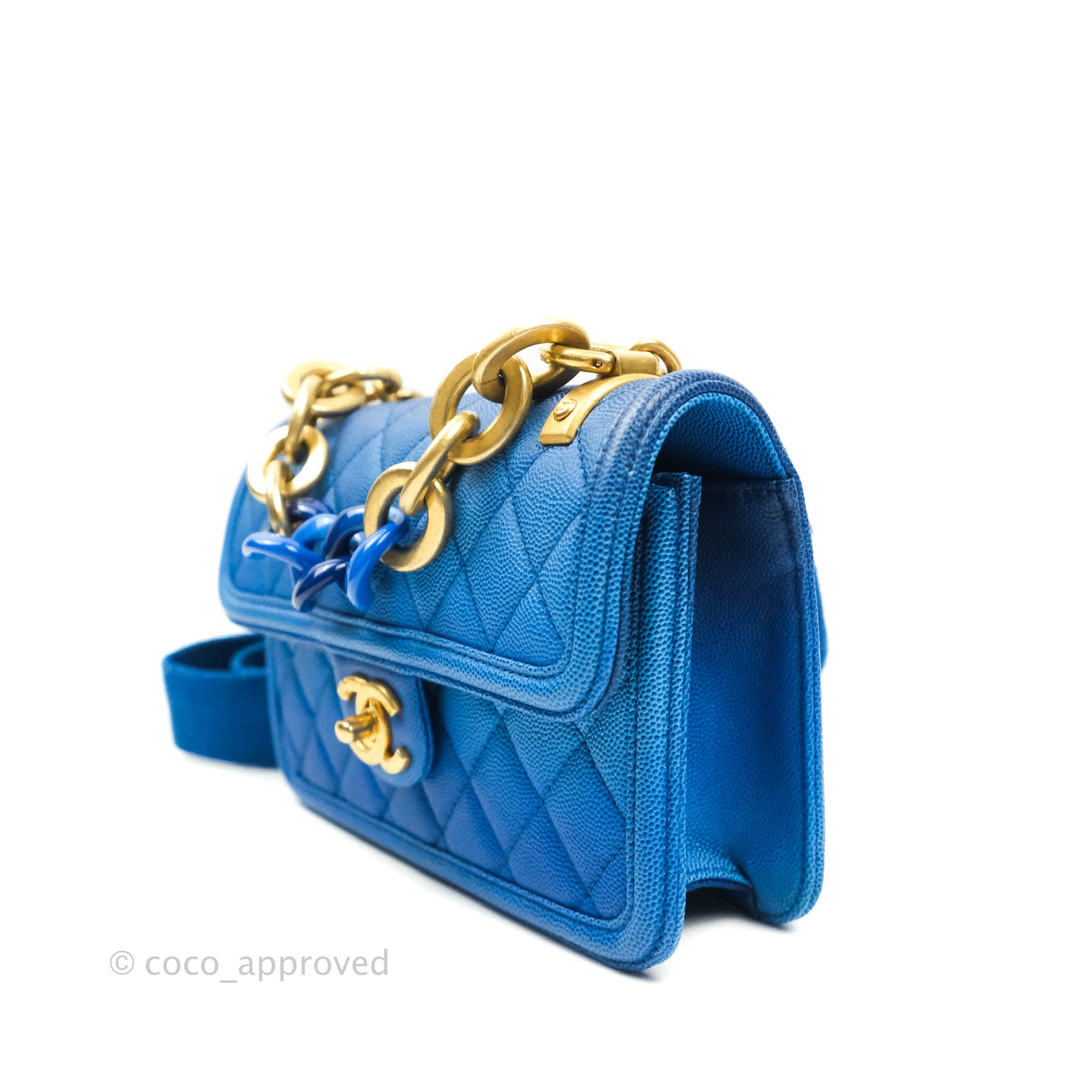 Chanel Quilted Sunset On The Sea Blue Flap Bag Caviar Aged Gold Hardwa –  Coco Approved Studio