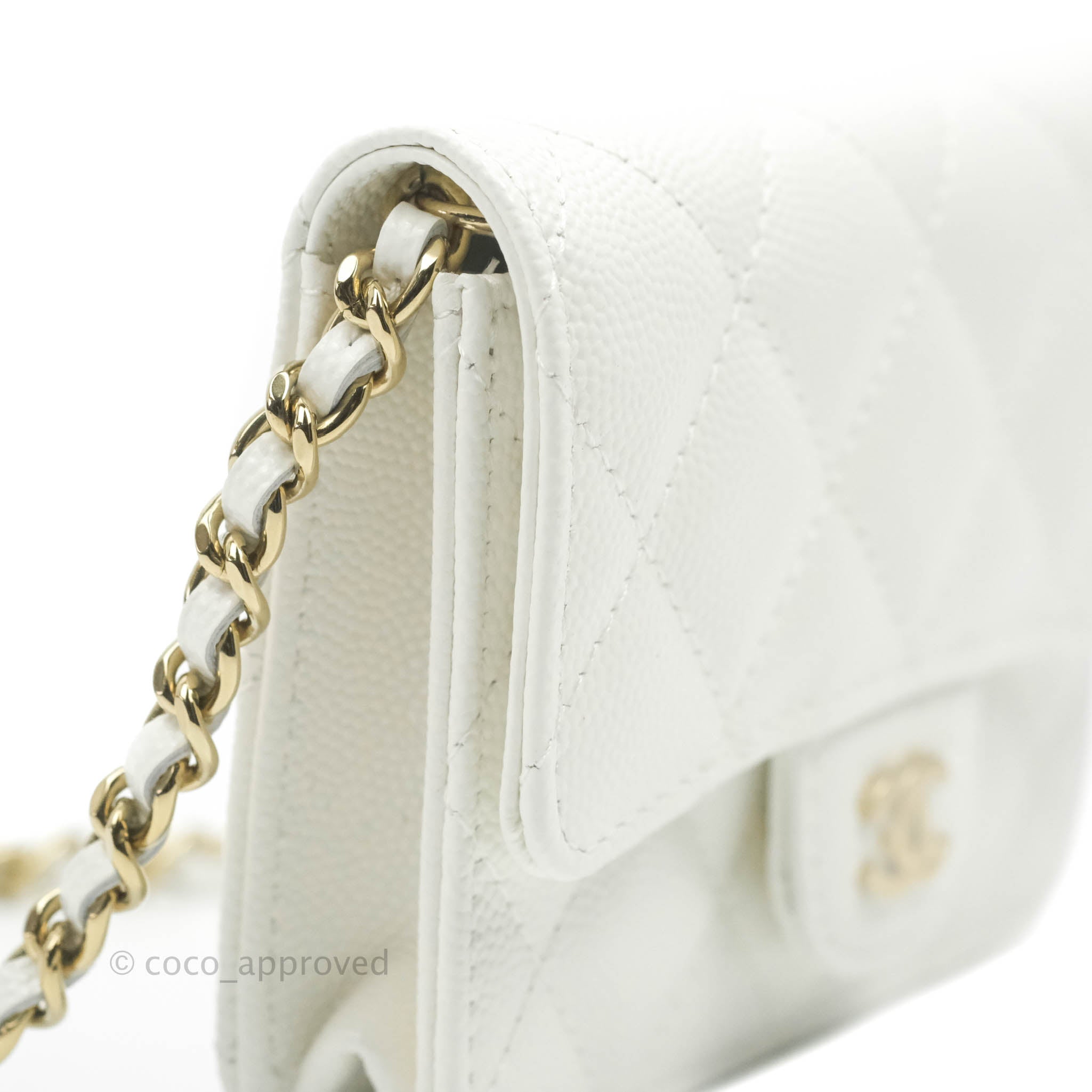 Chanel White Caviar Leather Classic Wallet On Chain  islamiyyatcom