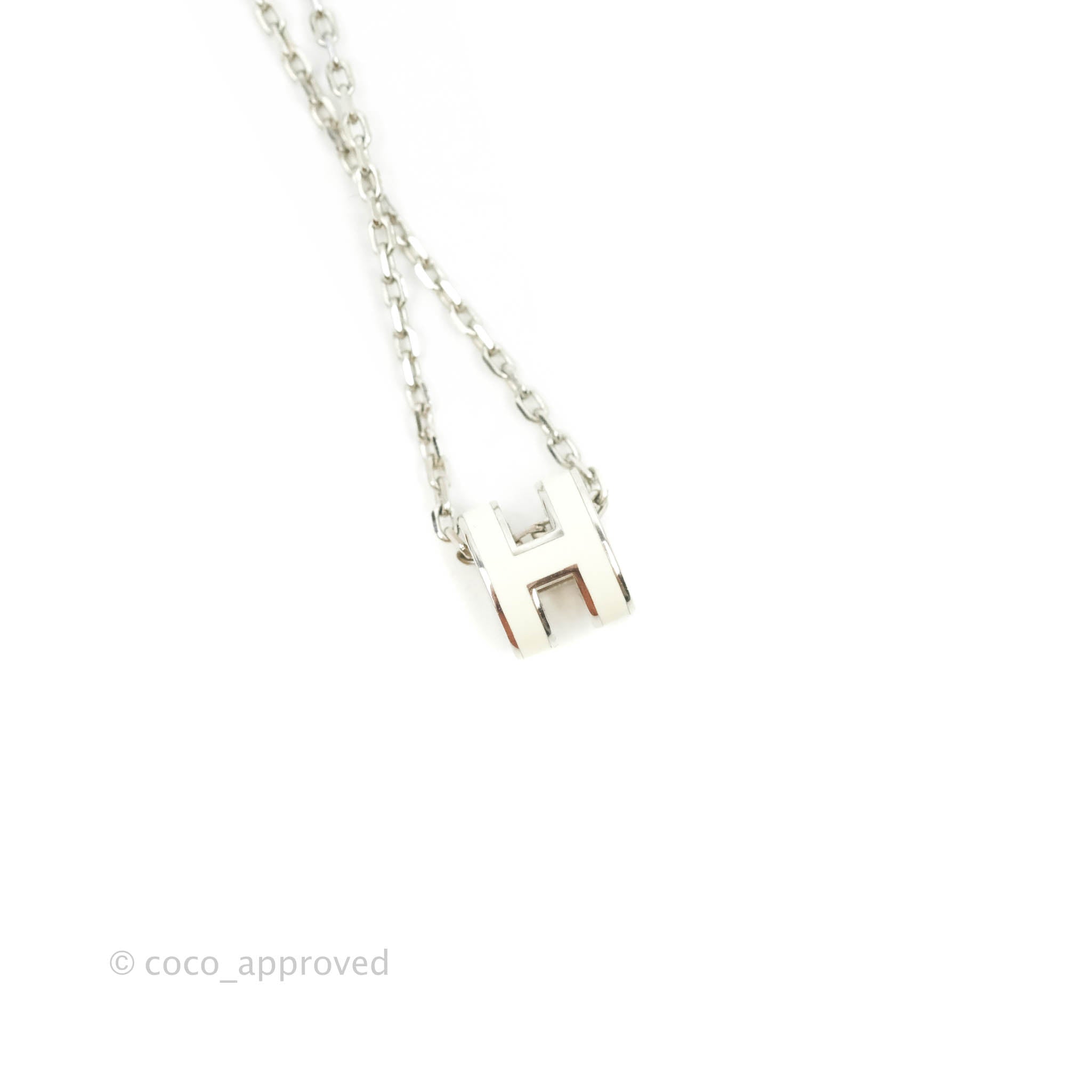 Hermès Mini Pop H White Pendant Necklace Silver Hardware – Coco