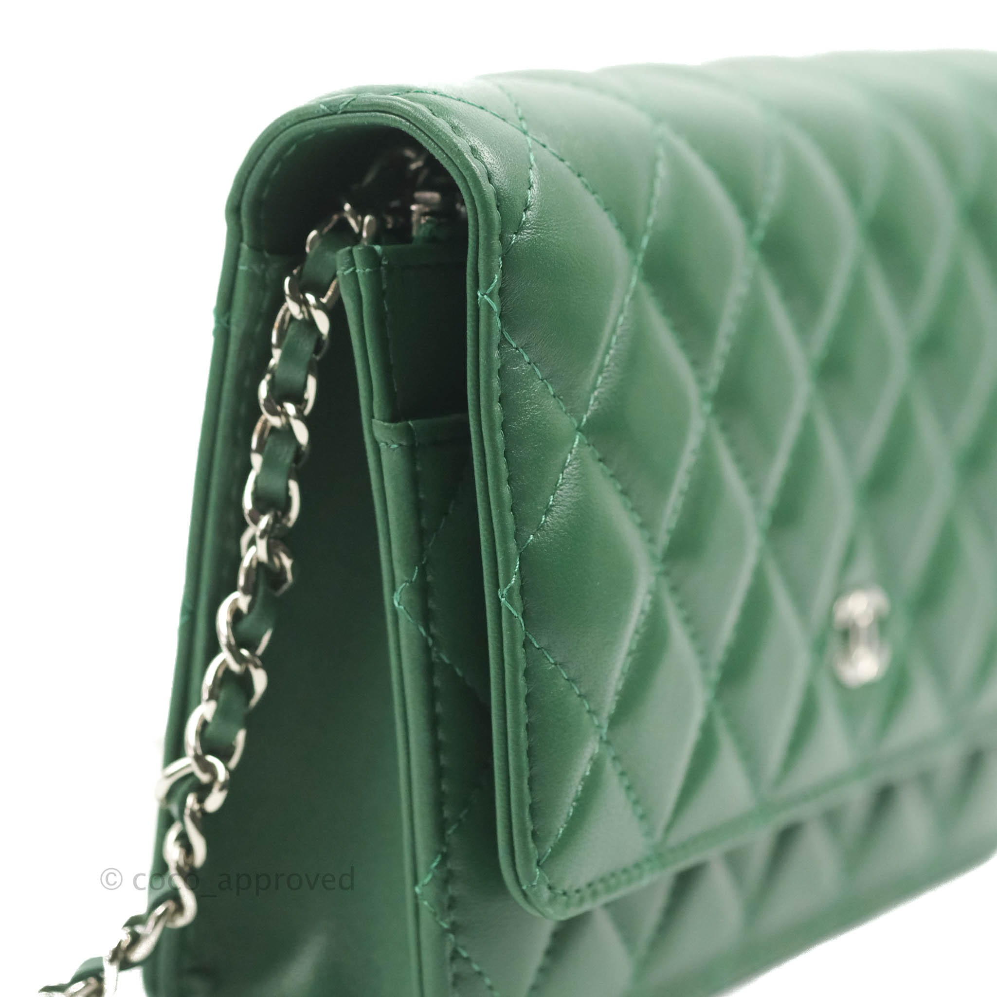 Chanel Classic Wallet on Chain WoC in Iridescent Khaki Caviar Leather  SOLD