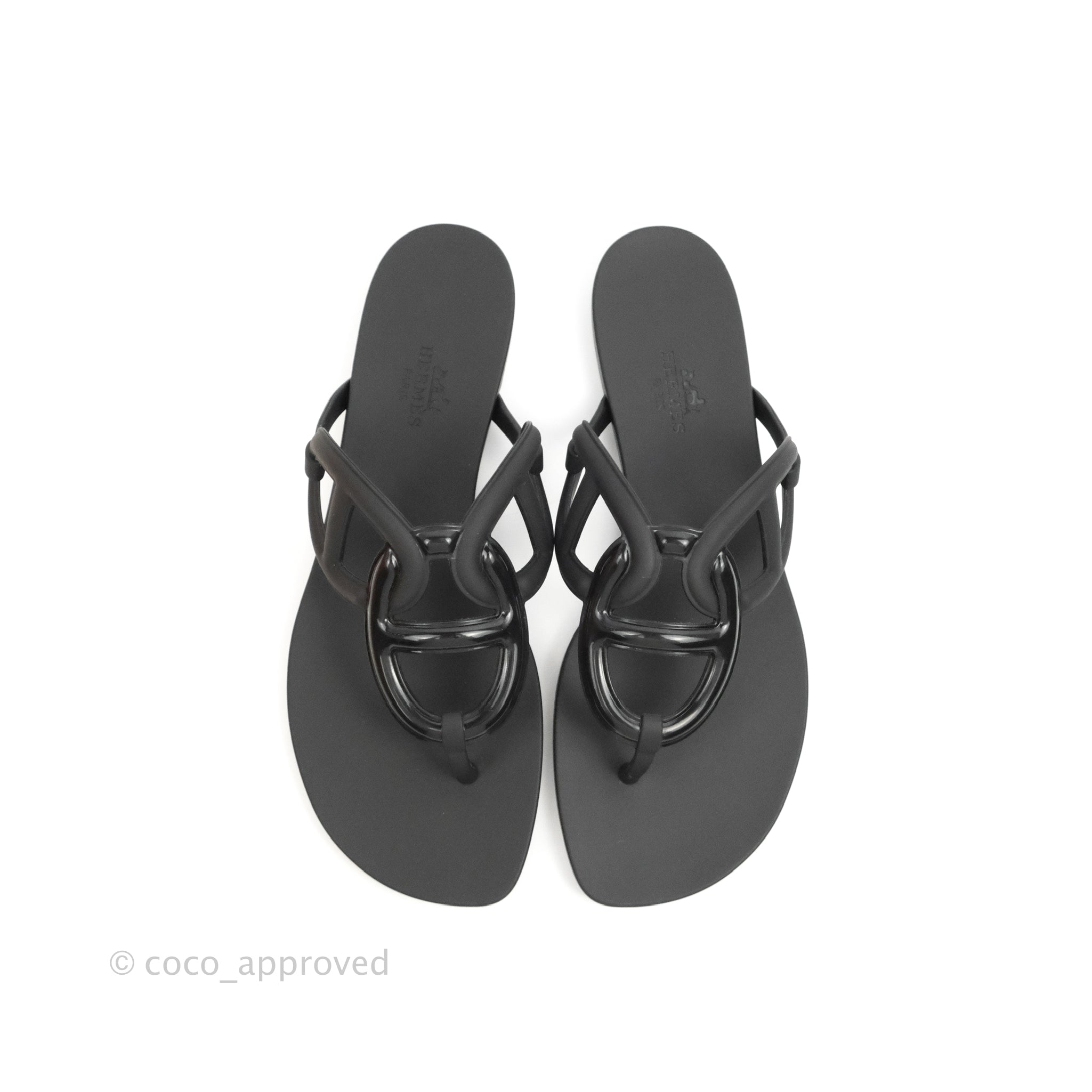 Hermes Egerie Sandal Black Size 37 – Coco Approved Studio