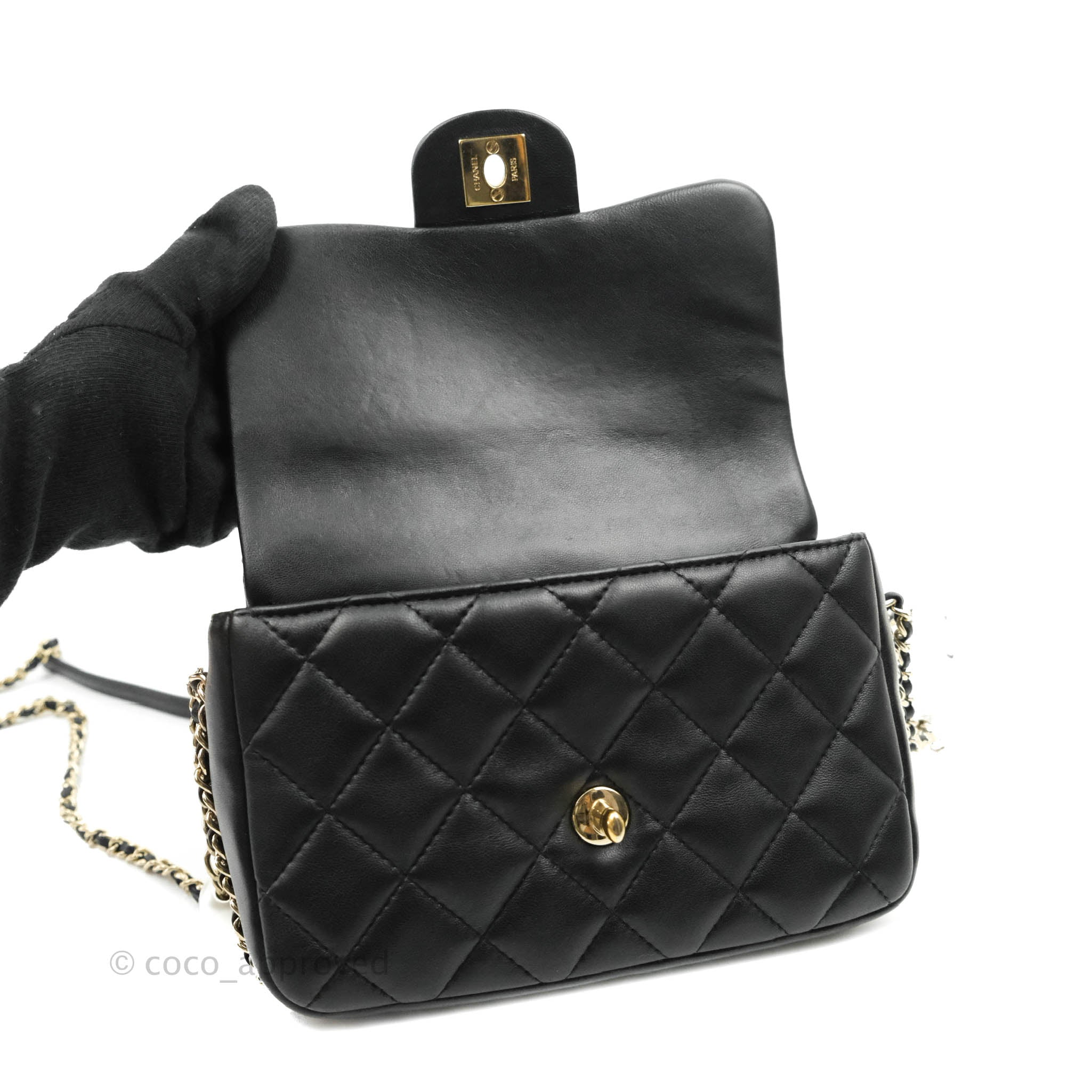 Chanel Black Coated Canvas Logo Half Flap Maxi Vintage Bag at 1stDibs