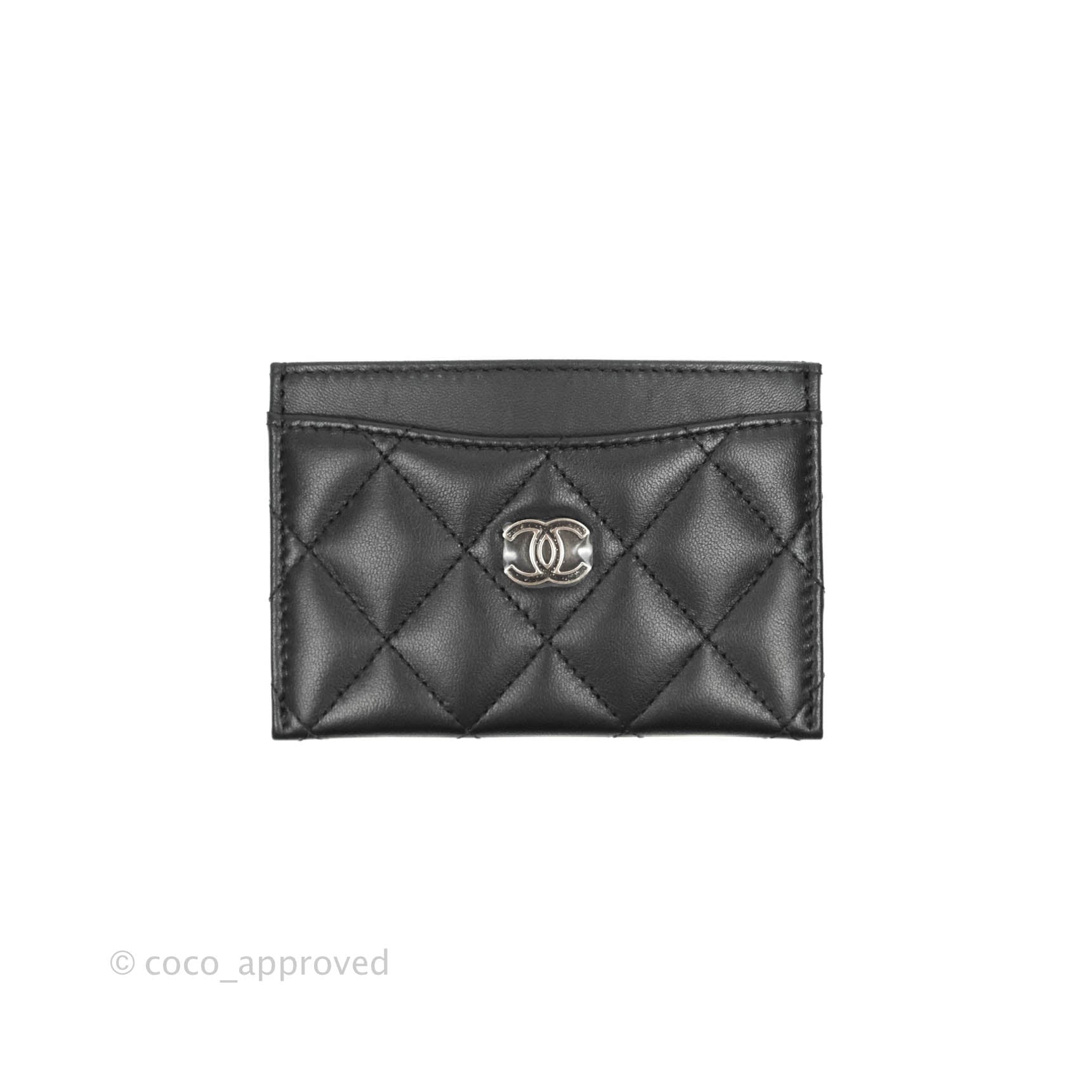 Chanel Glitter CC Card Holder Black Lambskin Silver Hardware – Coco  Approved Studio
