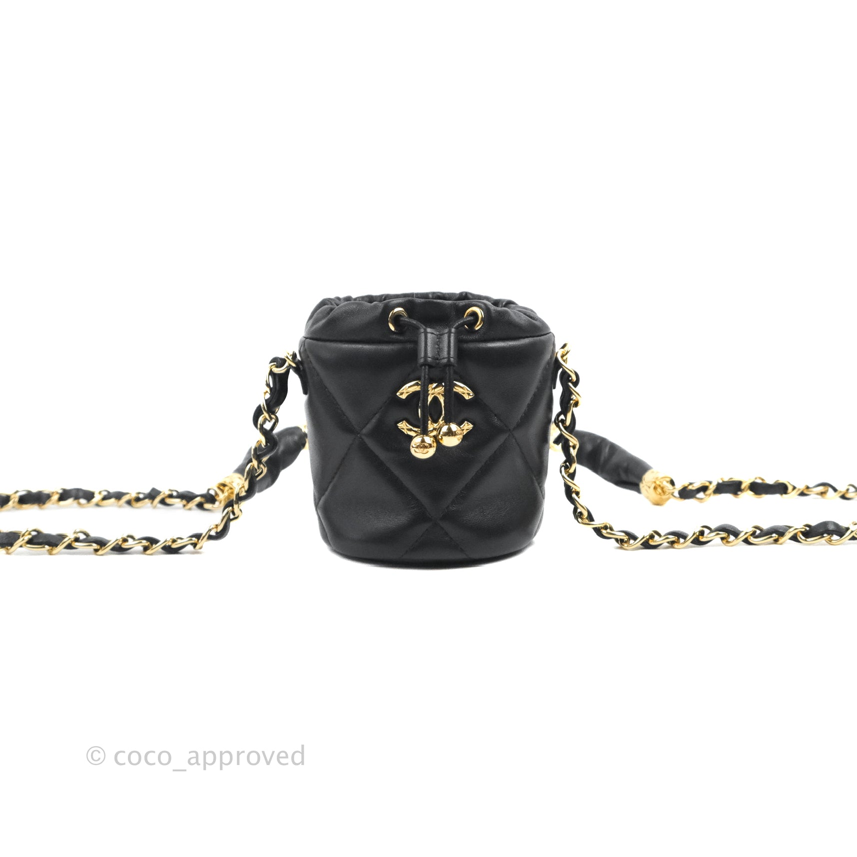 Chanel Mini Bucket Bag with Fluffy Chain Black Lambskin Gold Hardware –  Coco Approved Studio