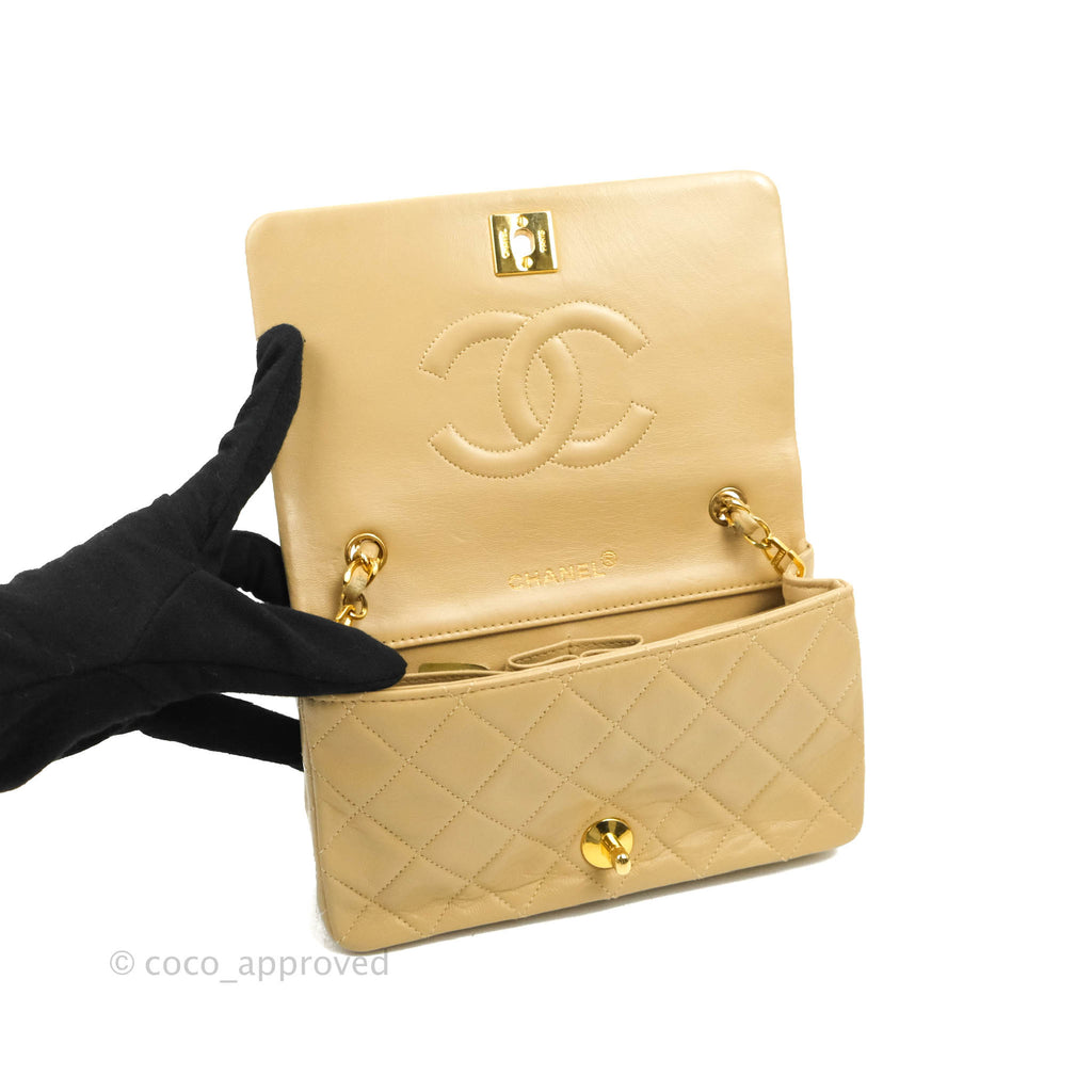 SOLD LAmbskin 178  100 CHANEL CLASSIC Black Lambskin Gold Chain Mini  Crossbody Full Flap Bag  My Dreamz Closet