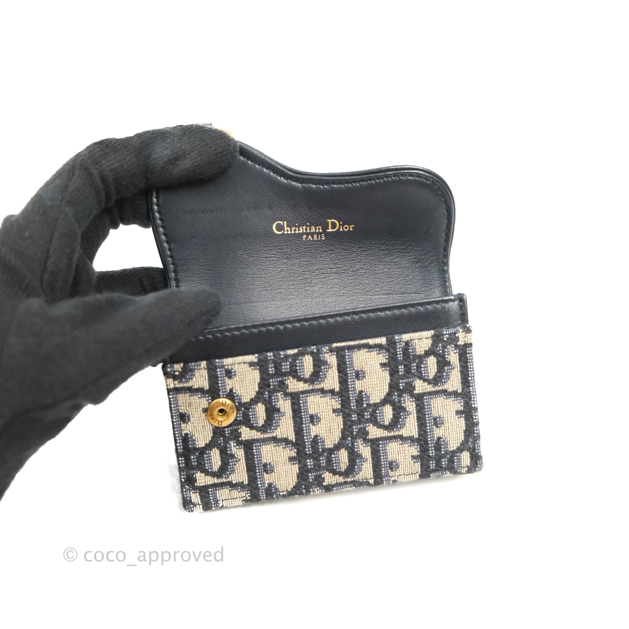 Lady Dior Flap Card Holder Black Cannage Lambskin  DIOR