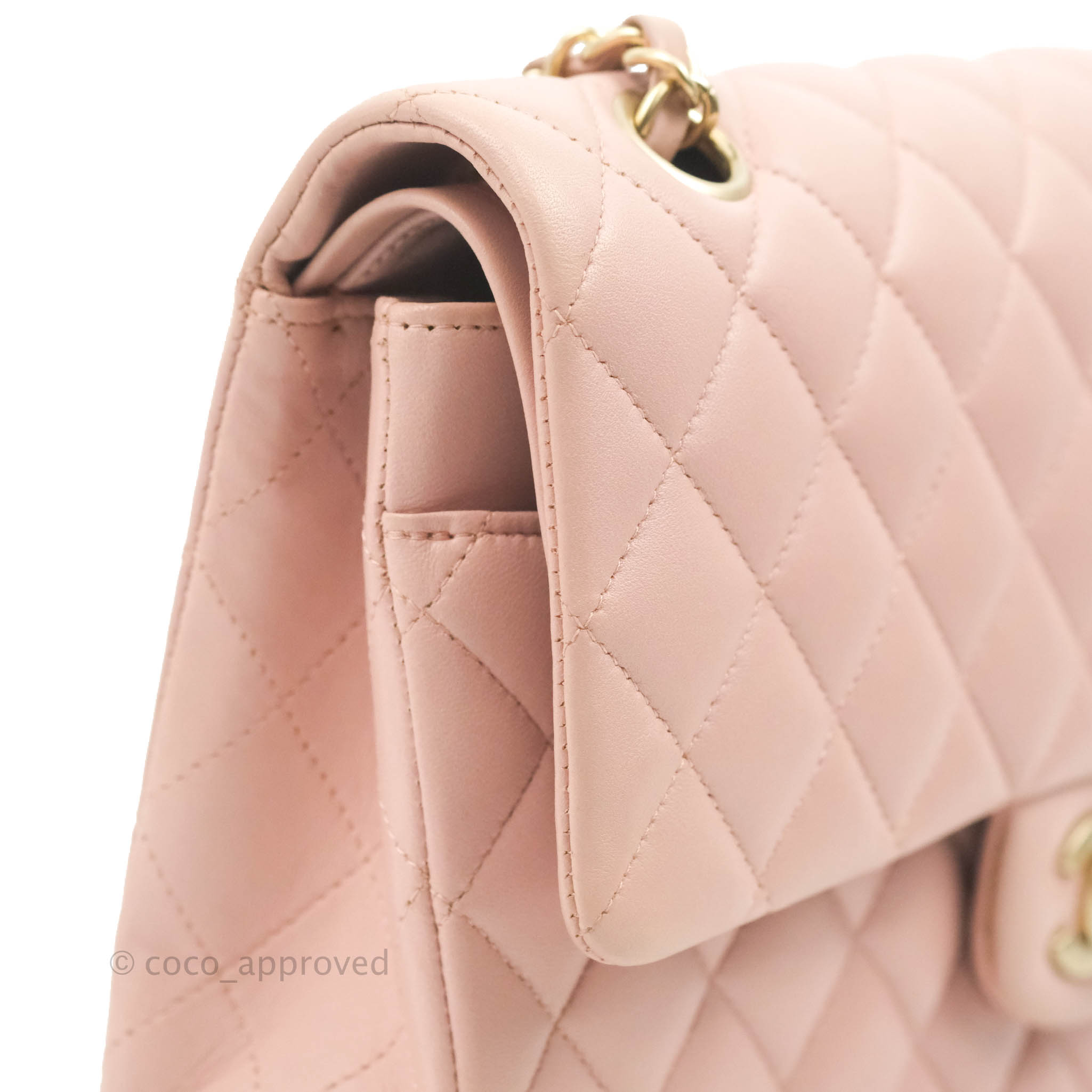 Chanel Classic Medium Flap Quilted Light Pink Lambskin Matte Gold – Approved Studio