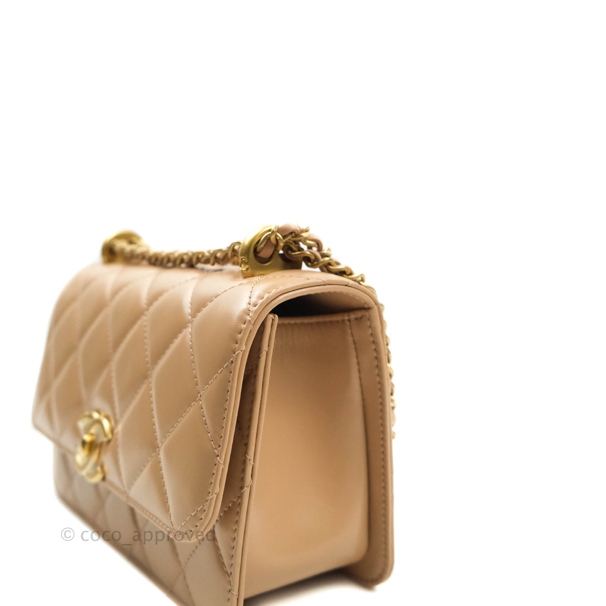 Chanel Quilted Mini Perfect Fit Adjustable Beige Calfskin Gold Hardwar –  Coco Approved Studio