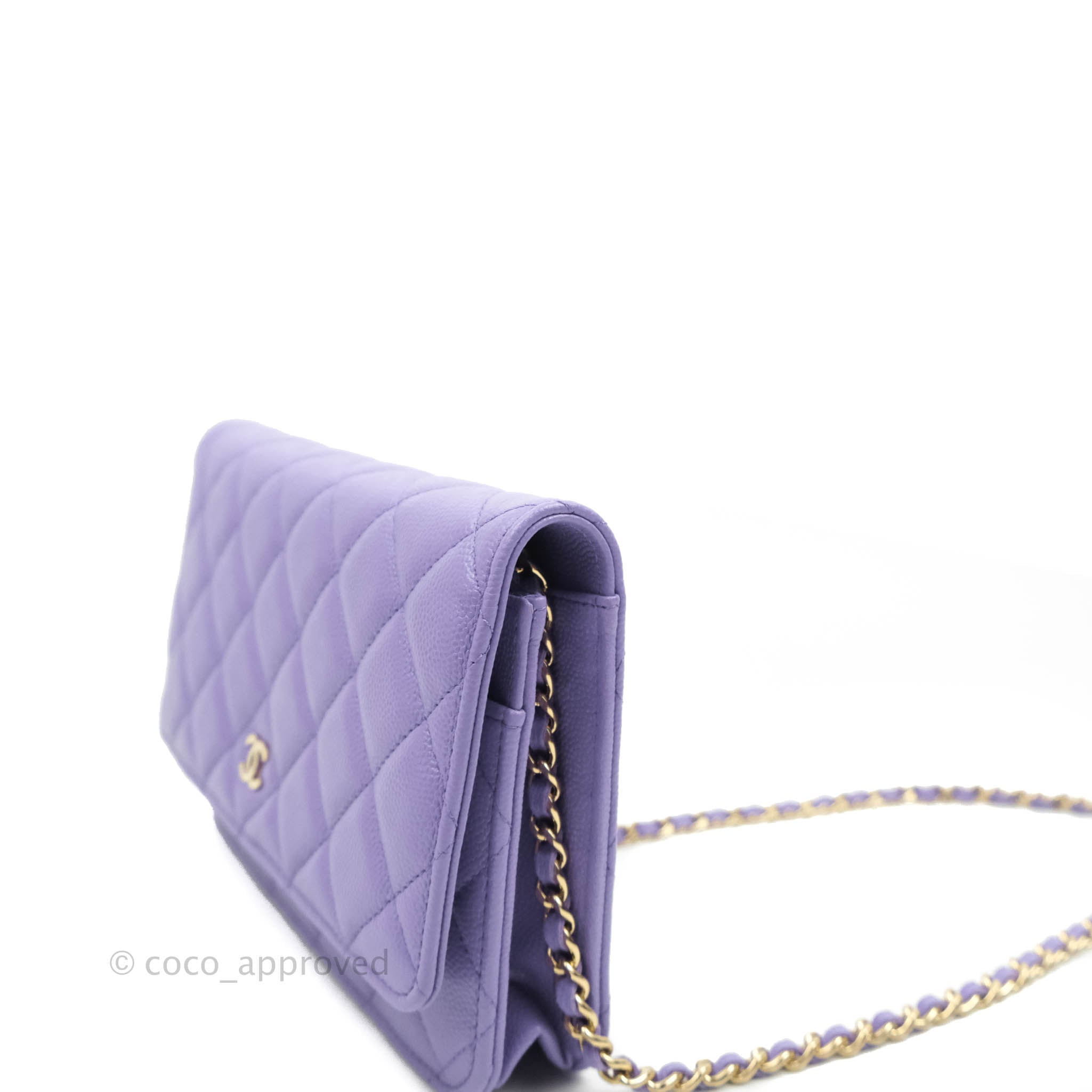 Chanel Purple Quilted Caviar Leather CC Zip around Wallet Chanel  TLC