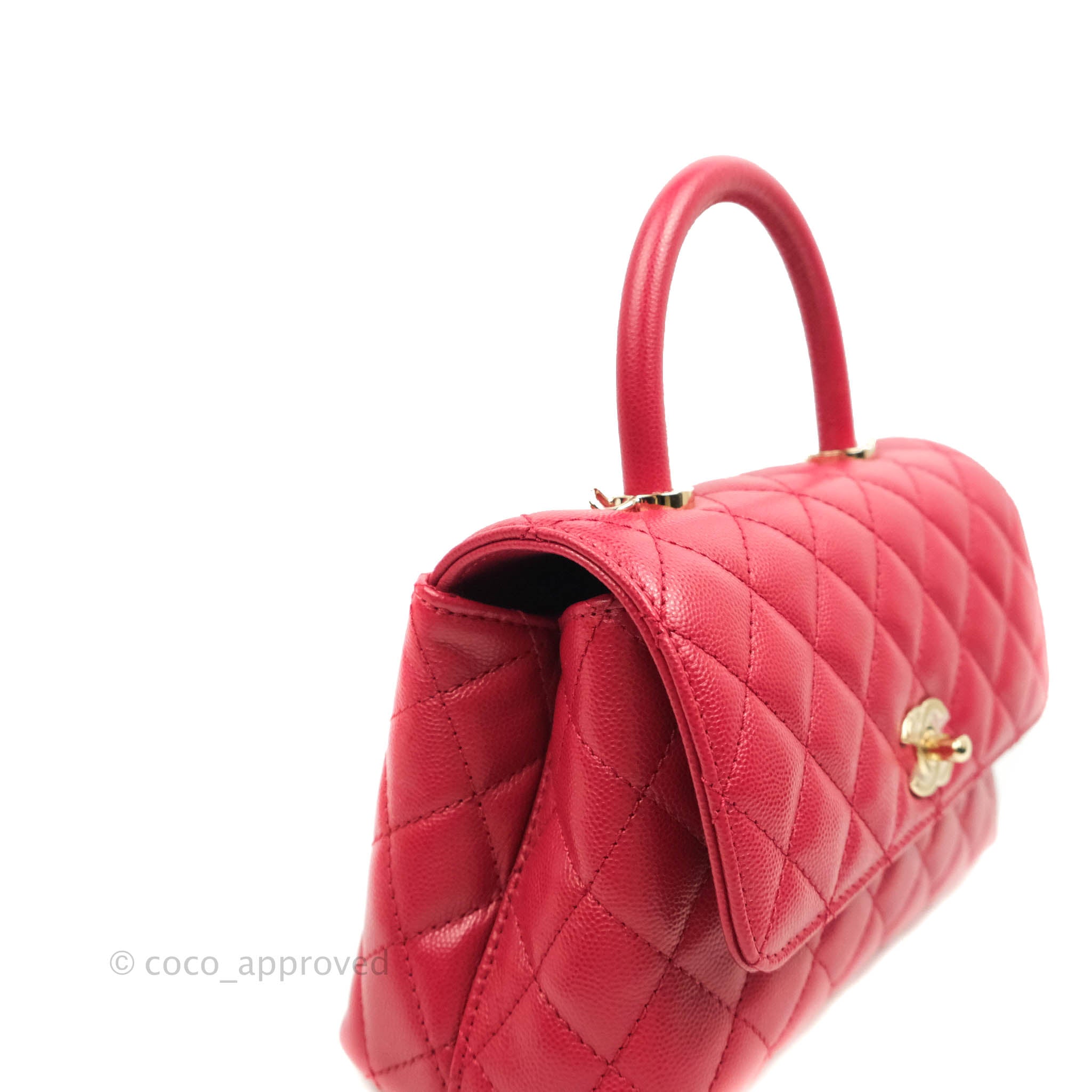 Chanel Small (Mini) Coco Handle Quilted Rosy Red Caviar Gold Hardware – Coco  Approved Studio