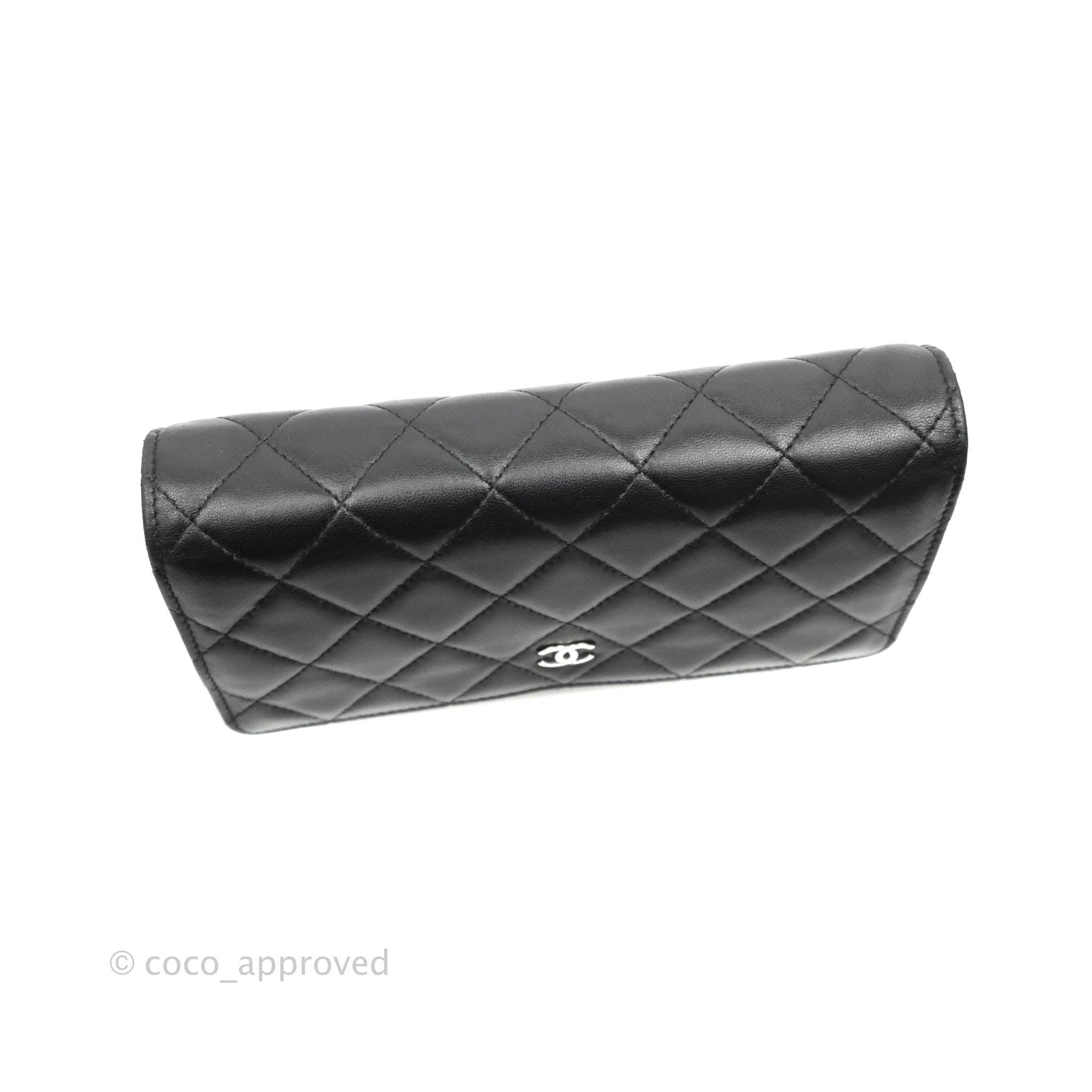 CHANEL Classic Quilted Flap wallet in Black Quilted Lamb Skin Silver  Hardware  eBay