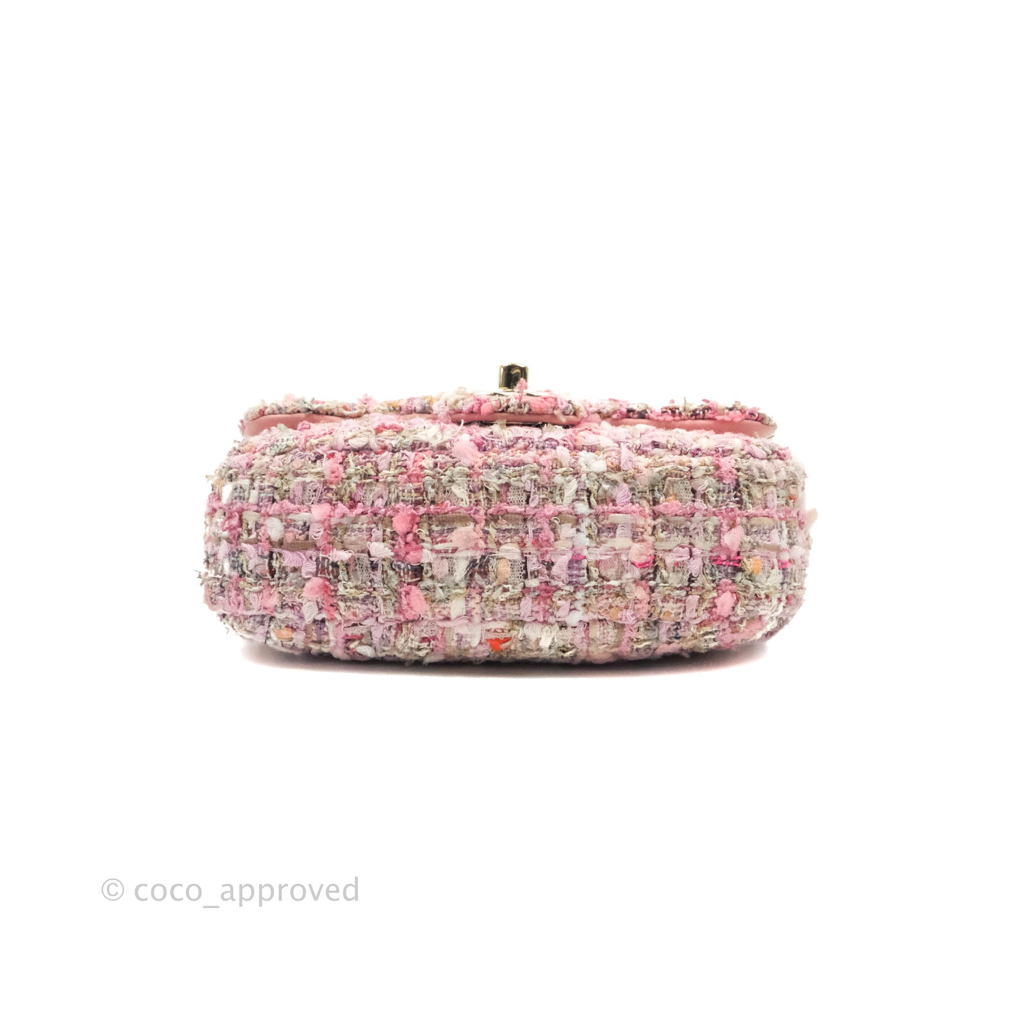 CHANEL Mini Pearl Handle Flap Bag in Pink Tweed  Dearluxe