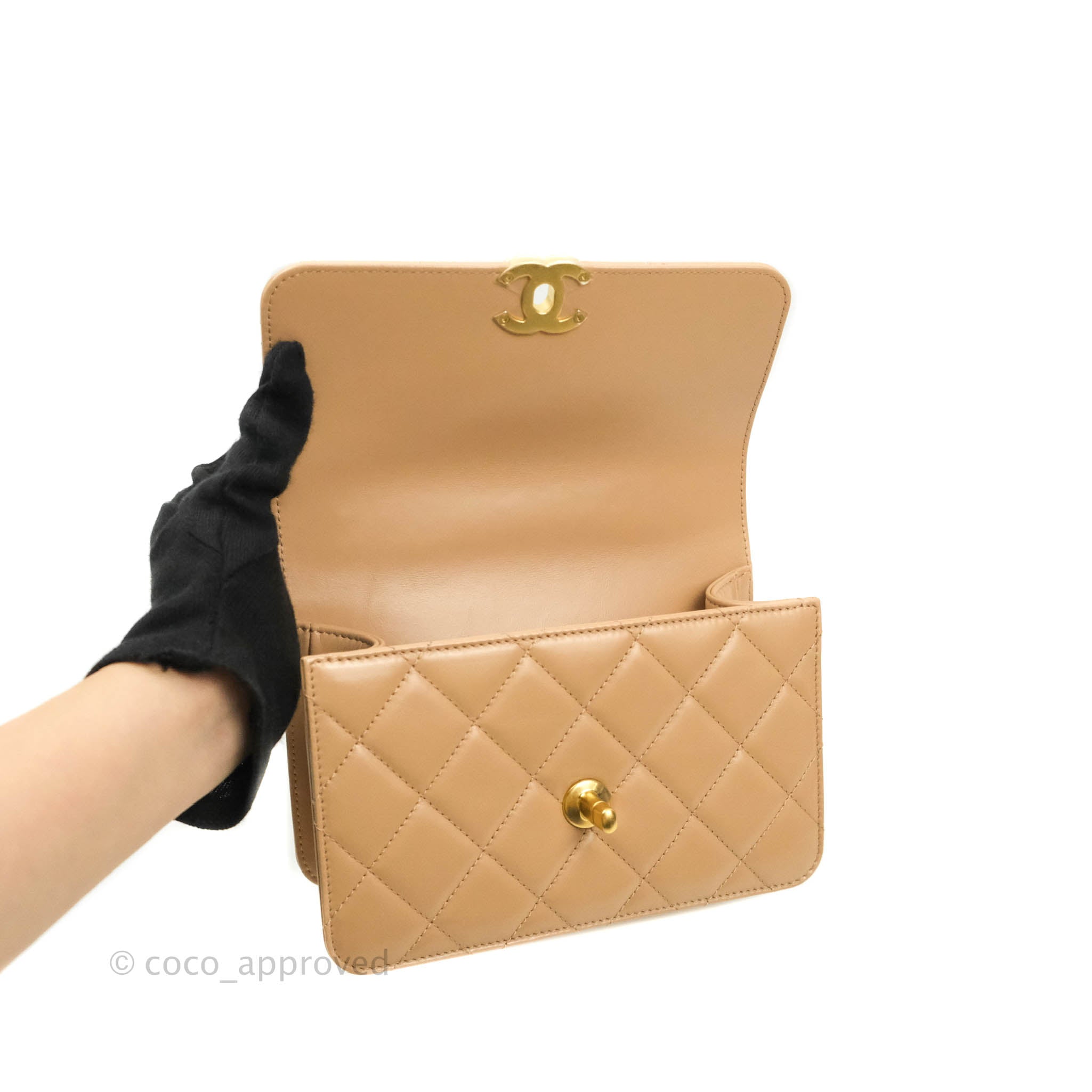 Chanel Quilted Mini Perfect Fit Adjustable Beige Calfskin Gold Hardwar –  Coco Approved Studio