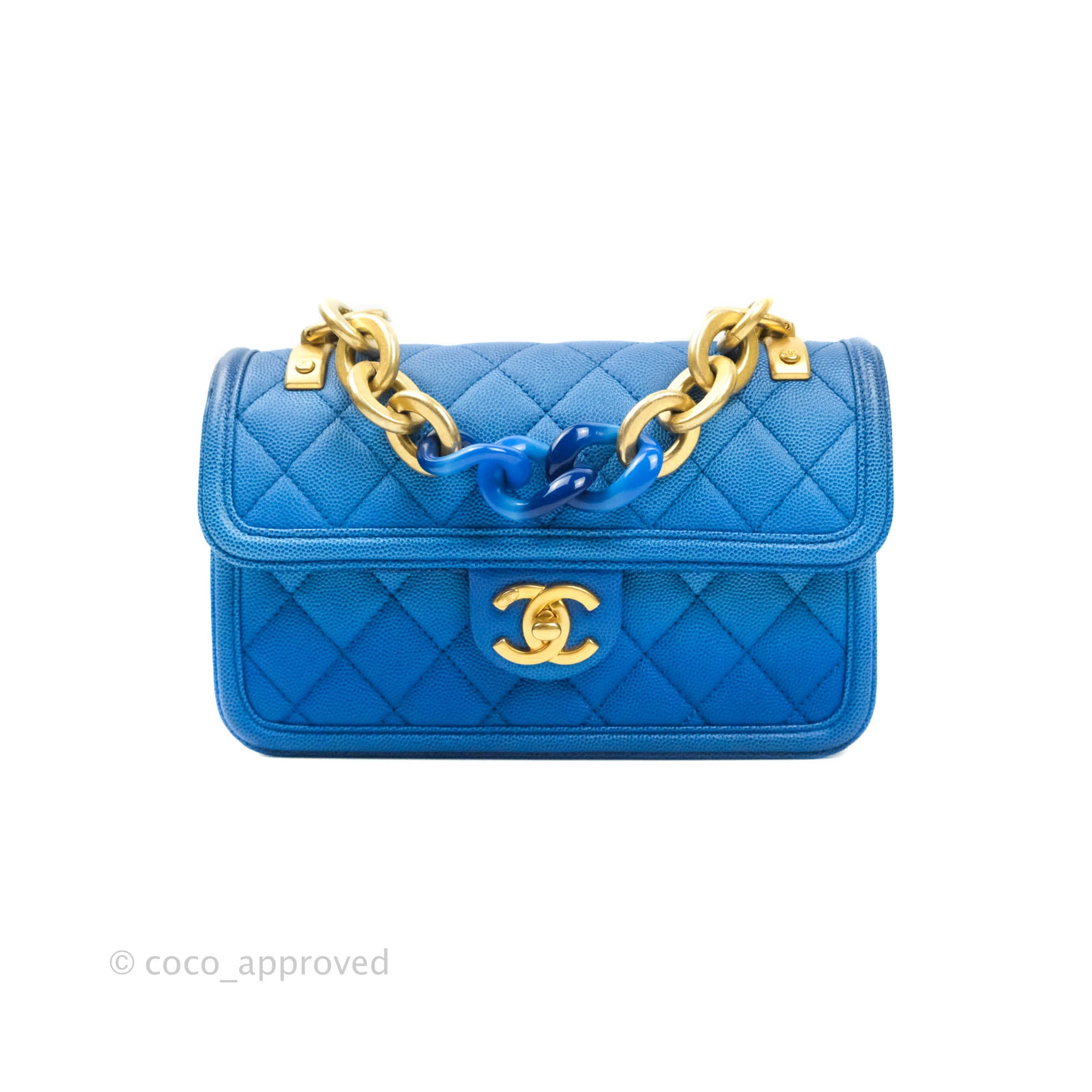 Chanel Quilted Sunset On The Sea Blue Flap Bag Caviar Aged Gold Hardwa –  Coco Approved Studio