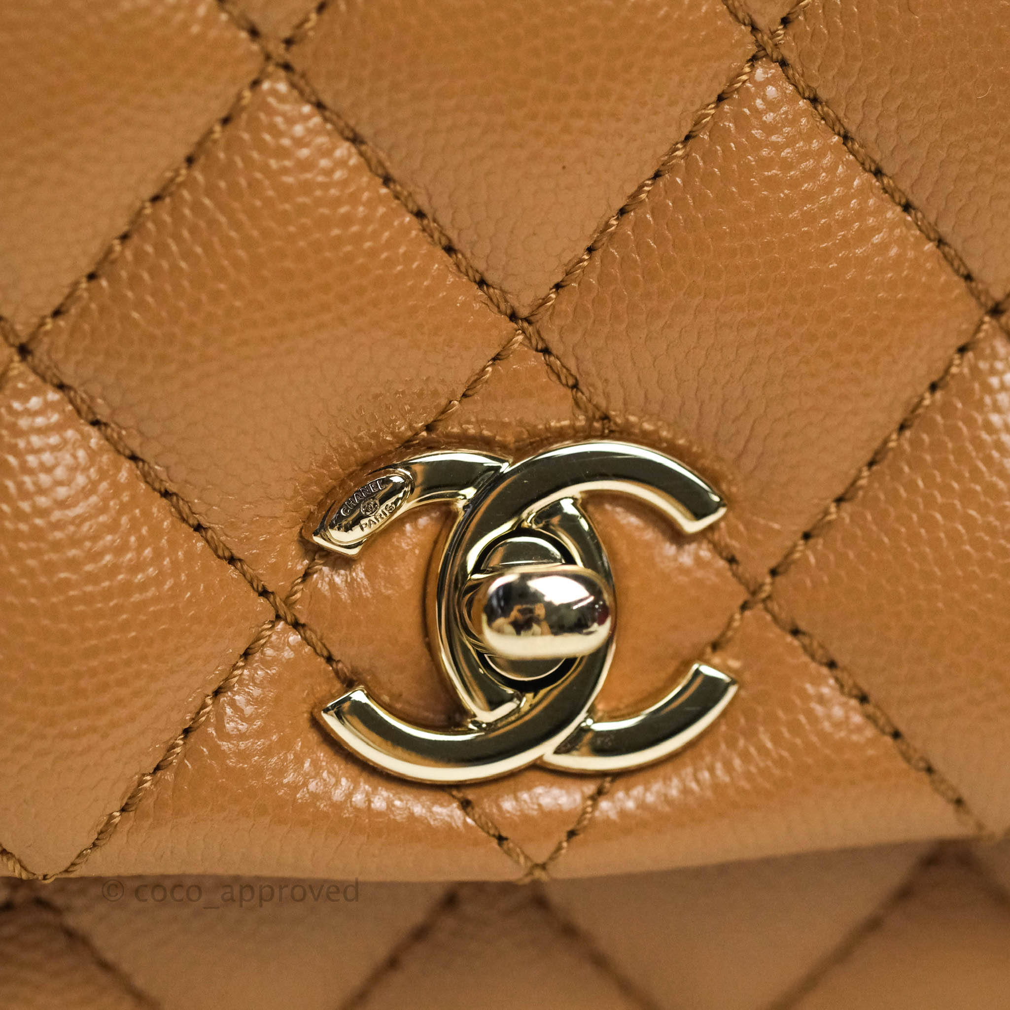 Chanel Quilted Extra Mini Coco Handle Dark Beige Caviar Gold Hardware – Coco  Approved Studio