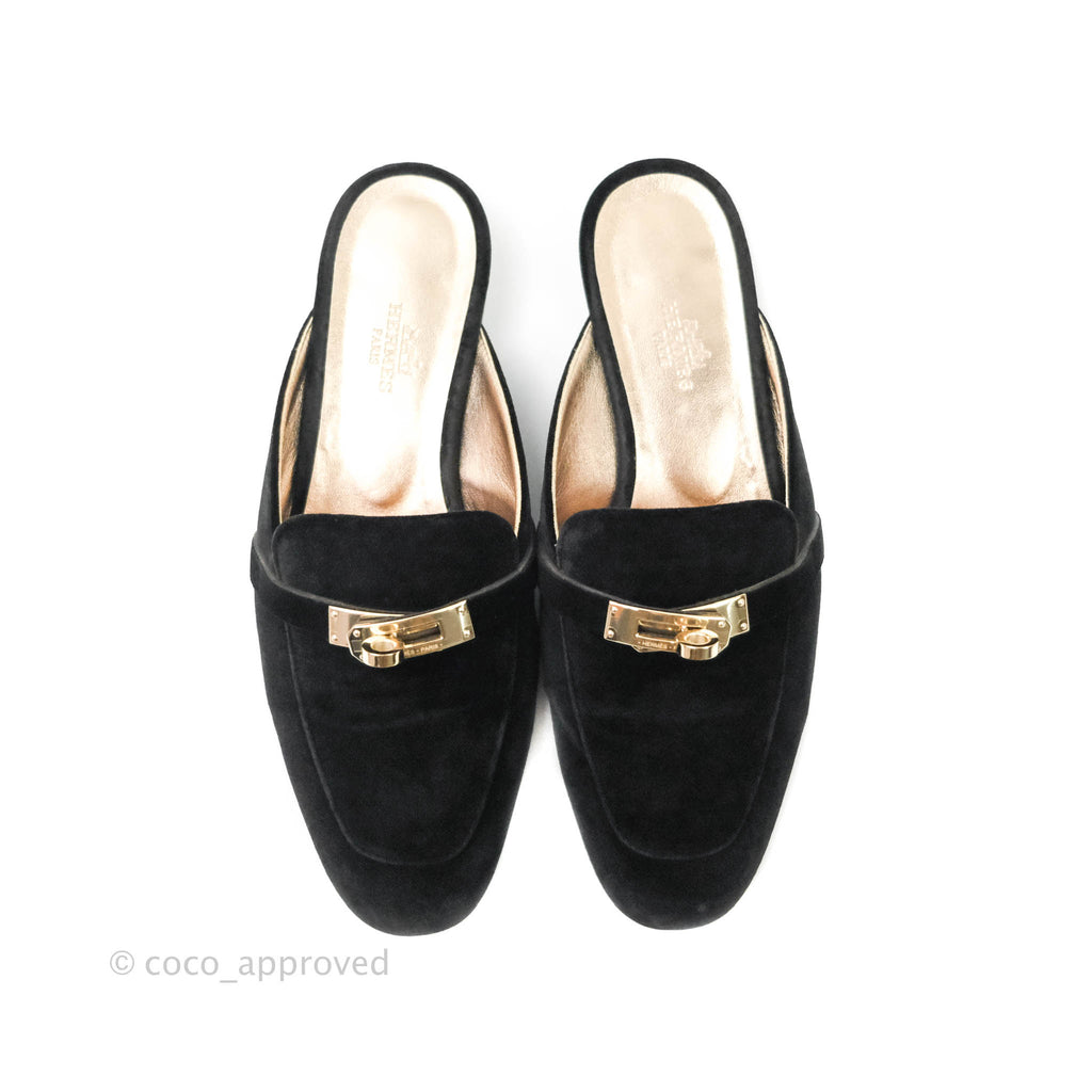 Hermès Oz Velvet Mules in Black Gold Hardware – Coco Approved Studio