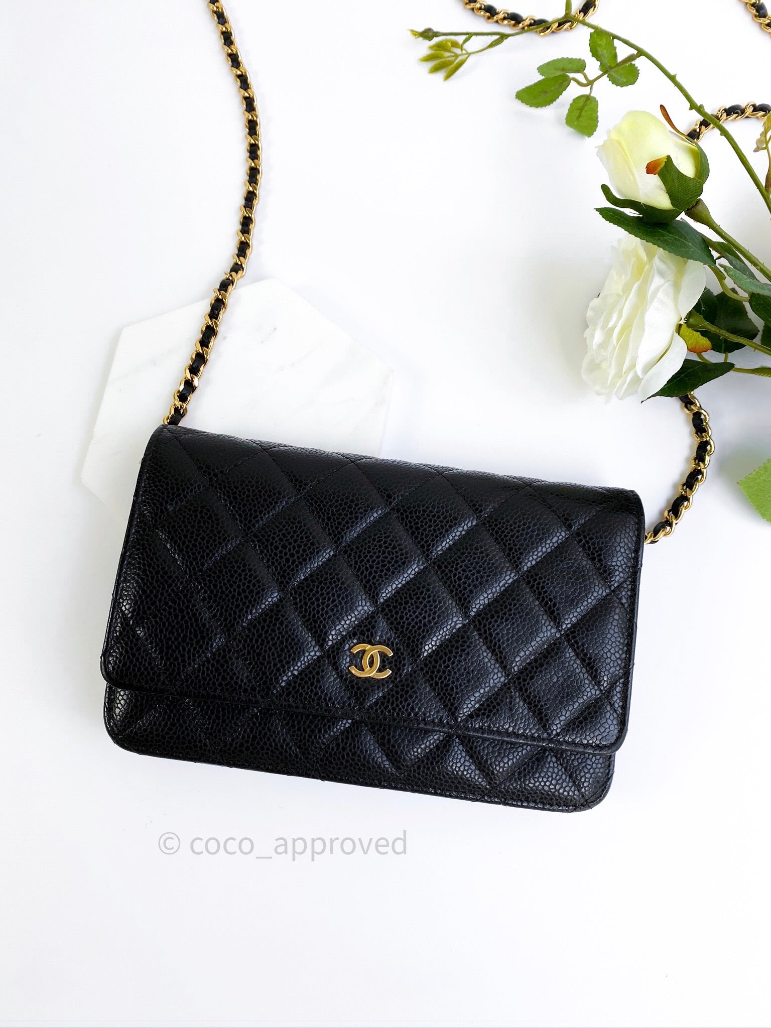 Chanel Quilted Wallet on Chain WOC Black Caviar Gold Hardware – Coco  Approved Studio