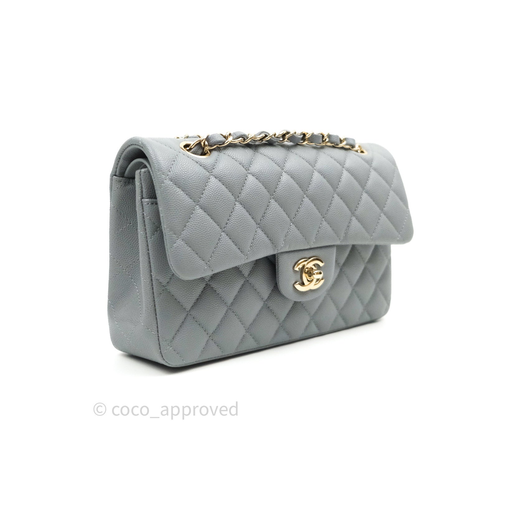 Chanel Small Classic Flap Grey GHW  Designer WishBags