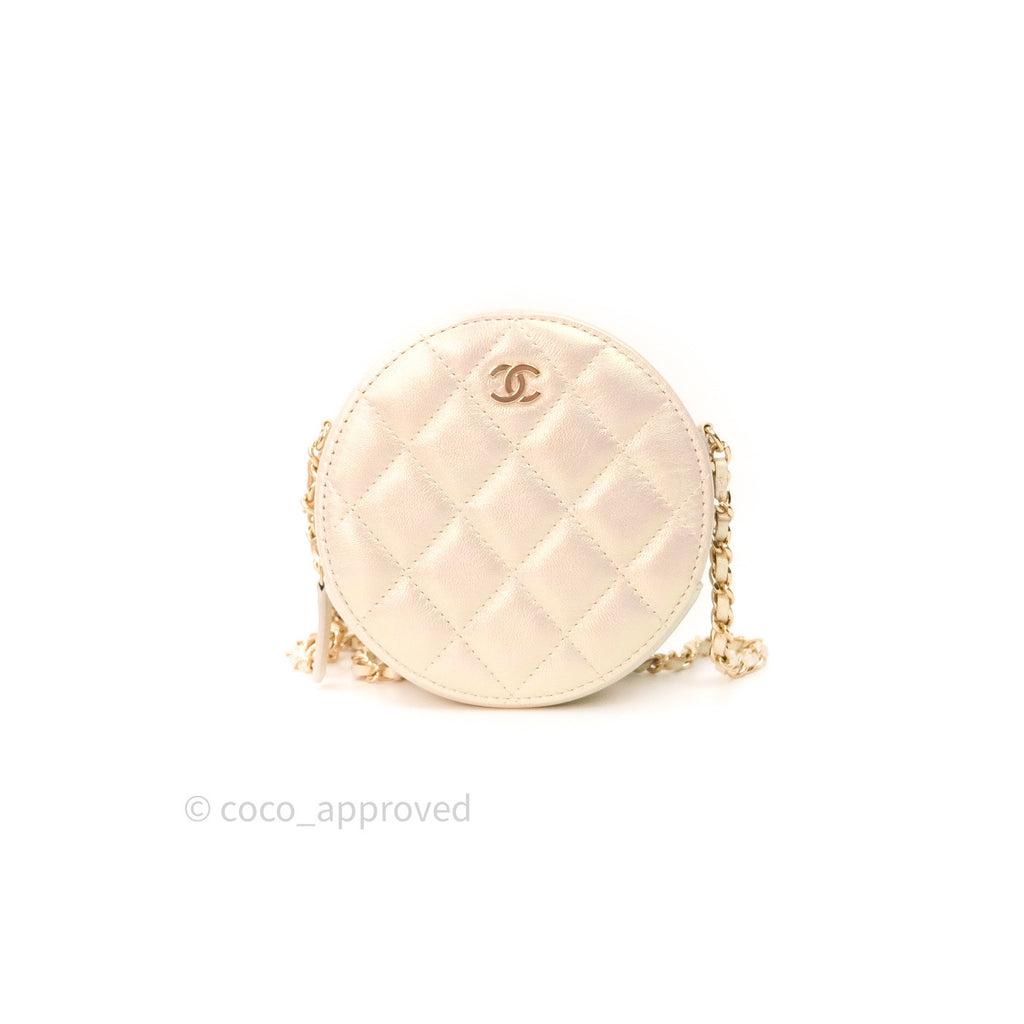 Chanel Round Pink Lambskin Pearl Strap Clutch Bag  THE PURSE AFFAIR