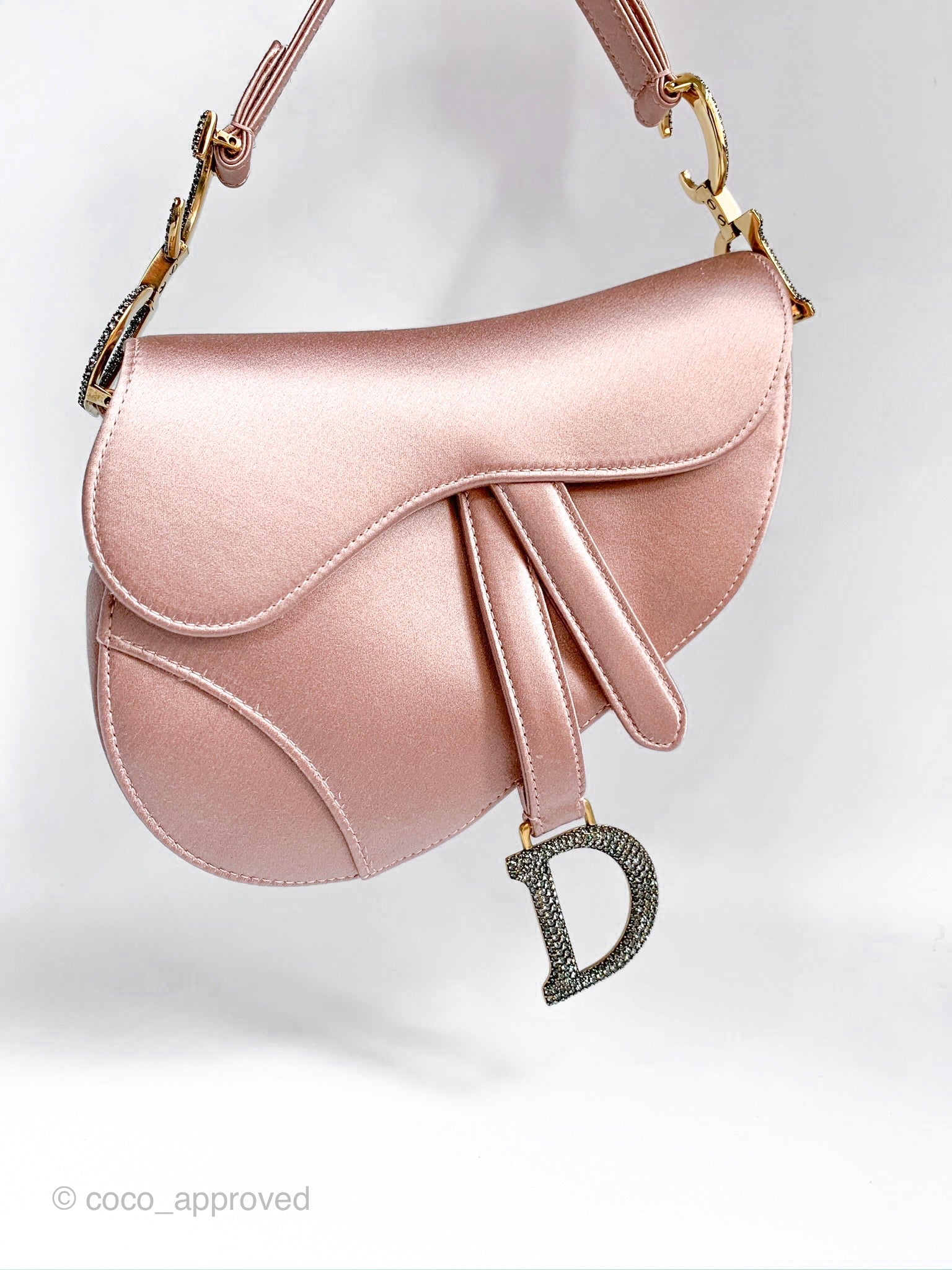 Dior Saddle Small Satin Pink Crystals  Coco Approved Studio