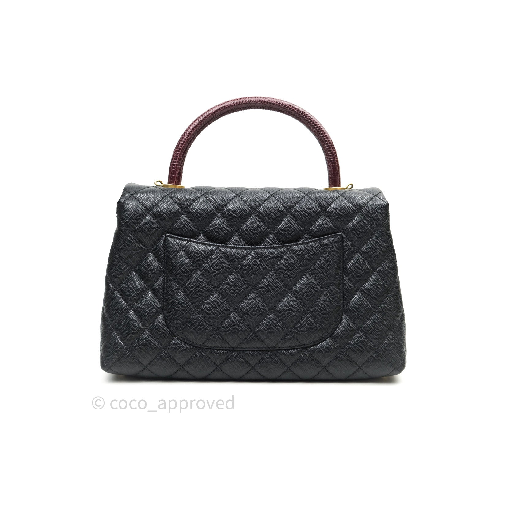 Chanel Small Coco Handle Quilted Black Caviar Lizard Handle Gold Hardw –  Coco Approved Studio