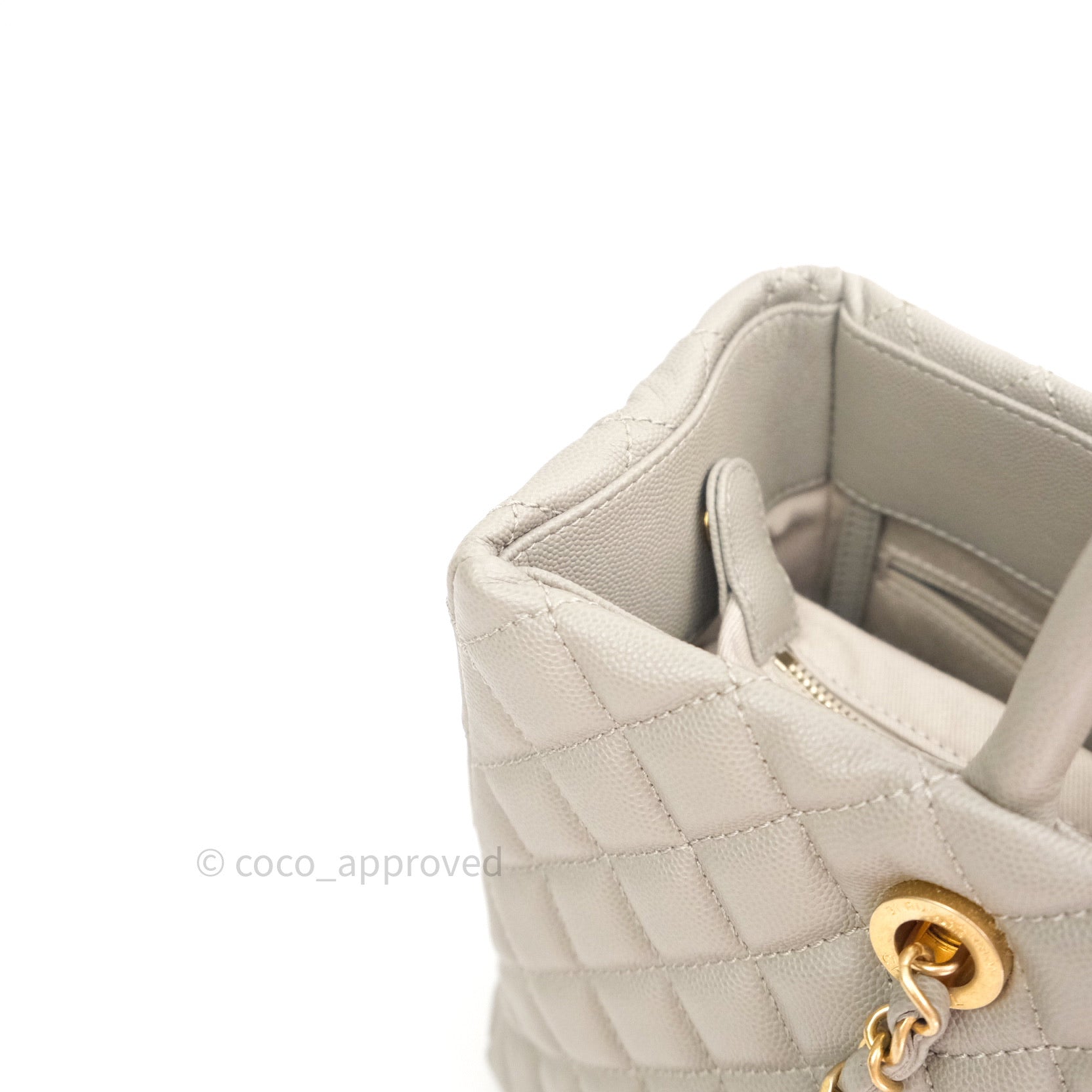 Chanel Quilted Medium Coco Handle Shopping Tote Grey Caviar Gold Hardw –  Coco Approved Studio