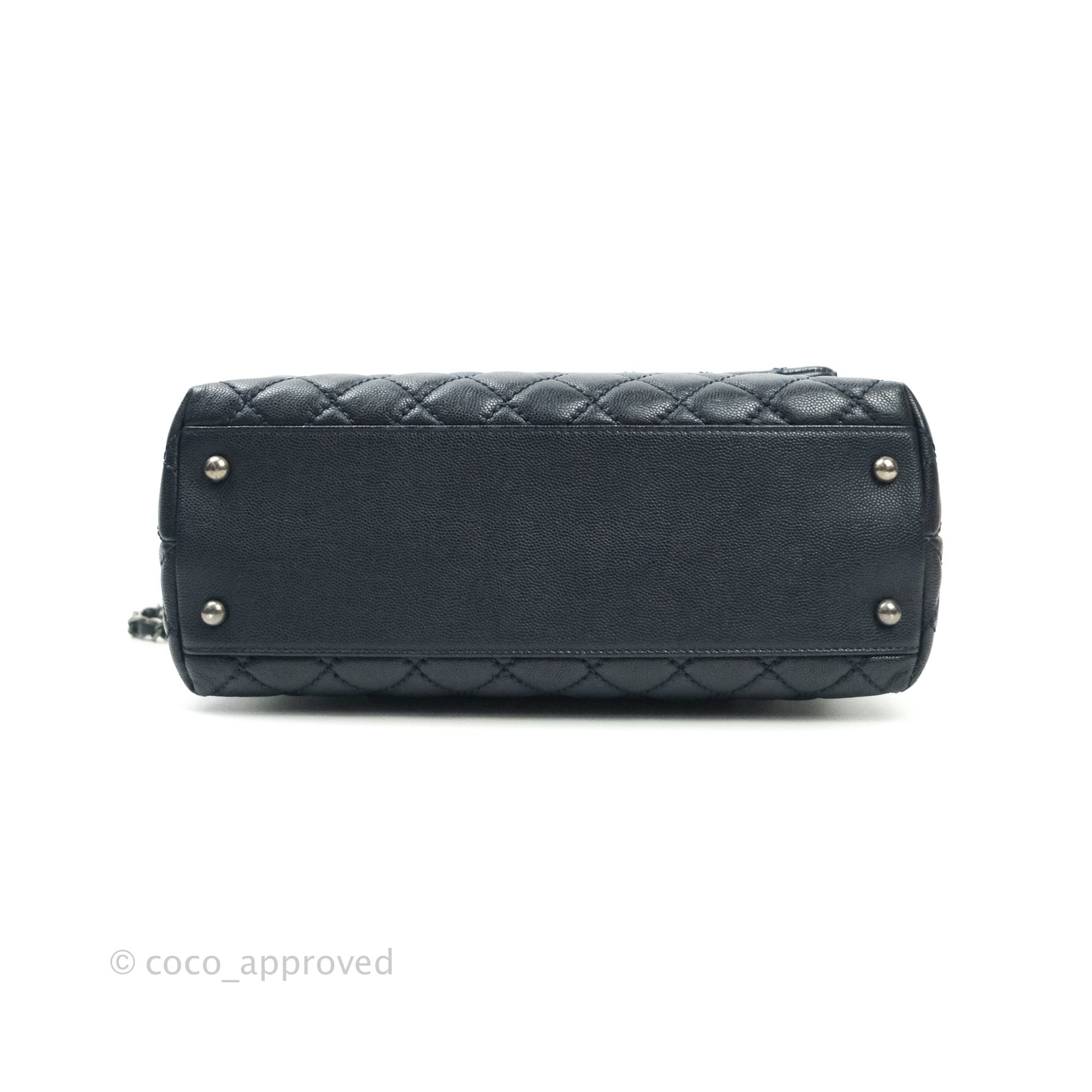 Chanel Small Coco Handle Quilted Navy Caviar Lizard Handle Ruthenium H Coco Approved Studio