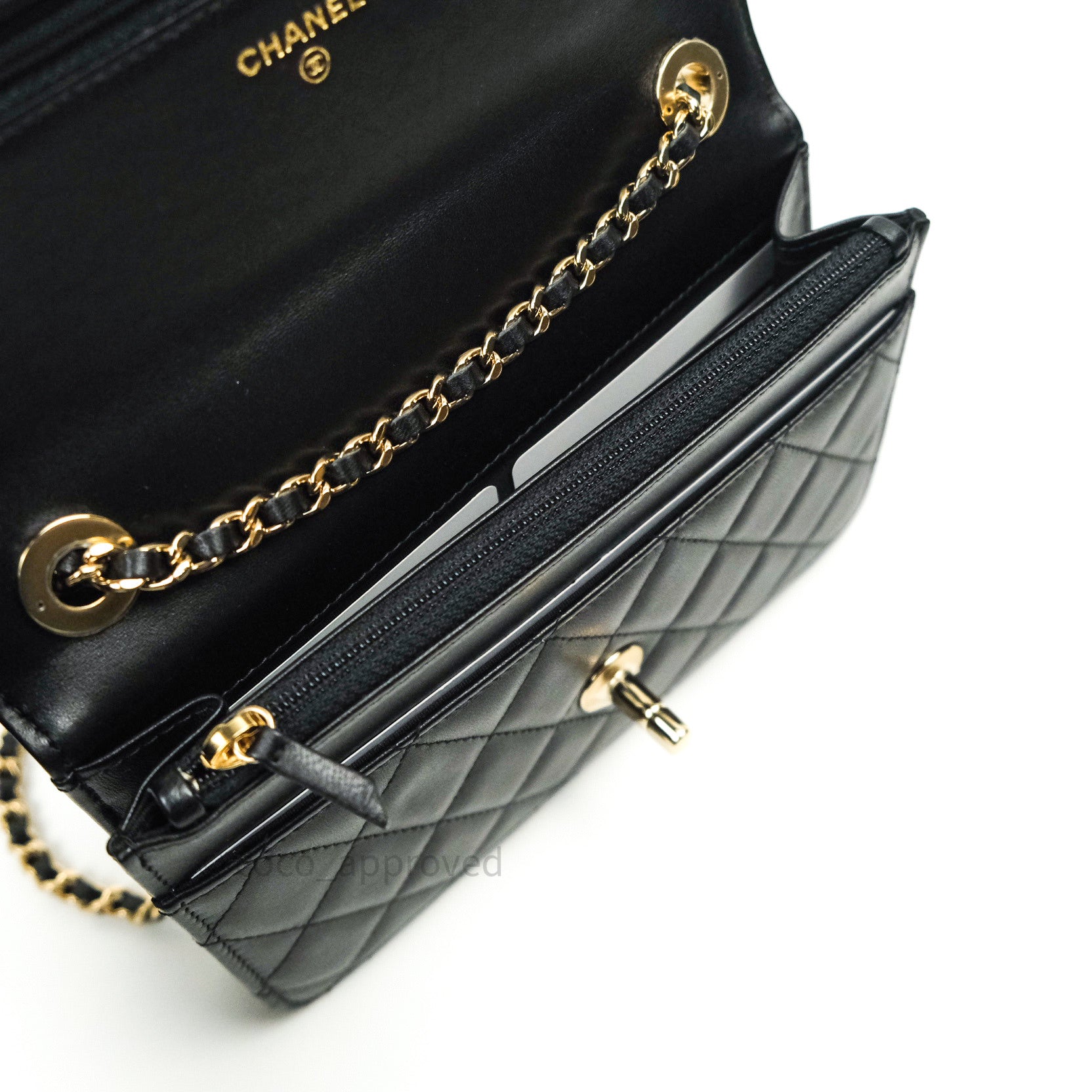 Chanel Trendy CC WOC Wallet on Chain Black Lambskin Gold Hardware – Coco  Approved Studio