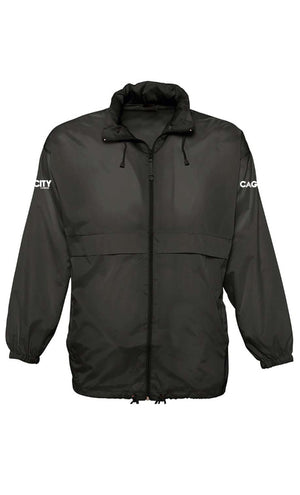 Black Windbreakers with OURS Cagecity London - Choose your NEUTRAL logo colour