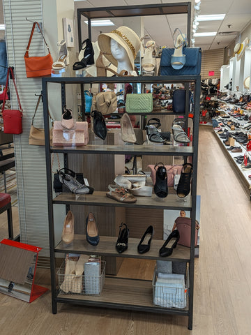 shoes and bags on display