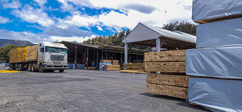 Lumber stacks arriving at Castle Timbers in Retreat