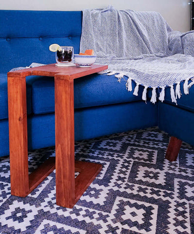 Castle Timbers couch side table after wood stain