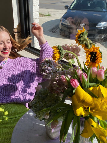 Amber LaFrance with flowers