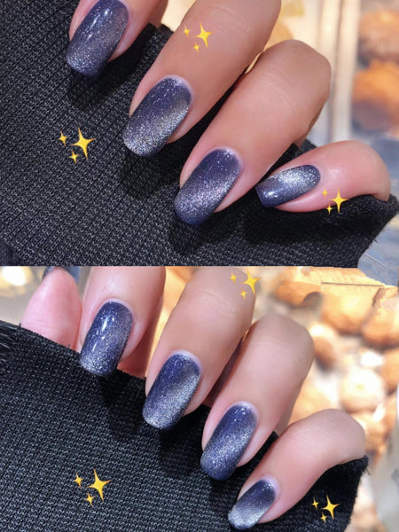 Blue Starry Sky Cat Eye Gel Nails, Most Complete Collection ...