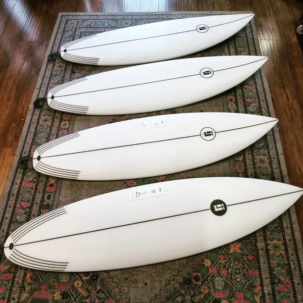 Isaak Jagoe / IJ Shapes recent step ups and shortboards ready for an Indonesian Surfboards Safari