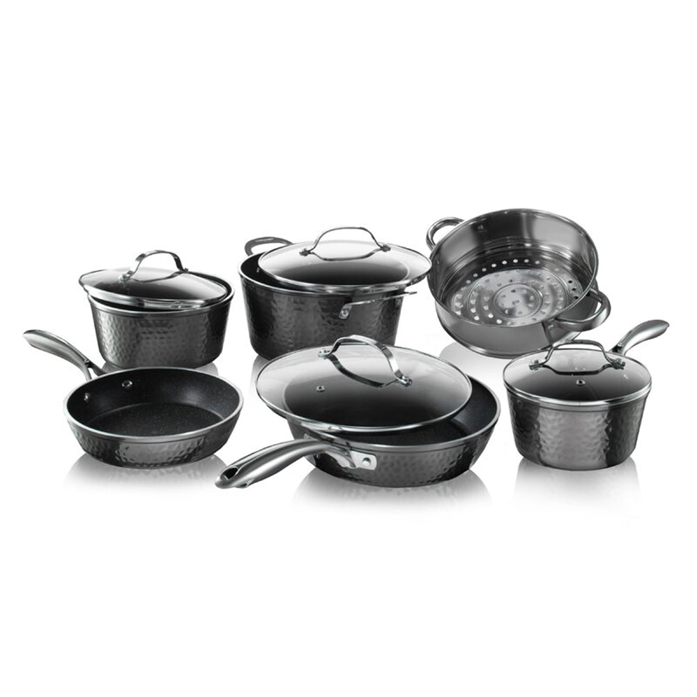 Granitestone Charleston Hammered 15 Piece Cookware Set, Black