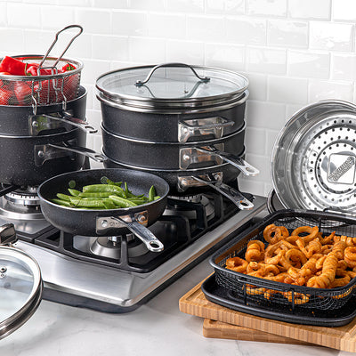 Granitestone 15 Piece Stackmaster Pro Series Stackable Cookware