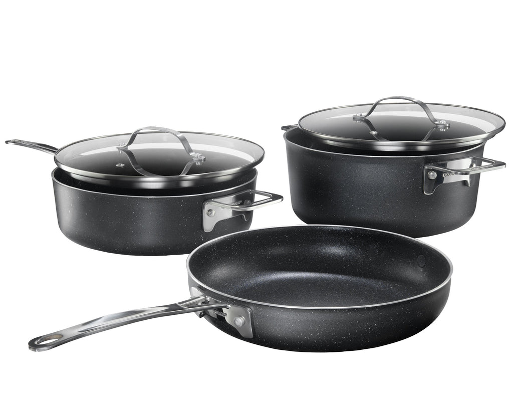 Savo Store - The Stackmaster 5 Piece Mini Nonstick Cookware set is Granite-coated!  It is best suited for single home cooked meals and preparing meals for your  baby! The Granite stone nonstick